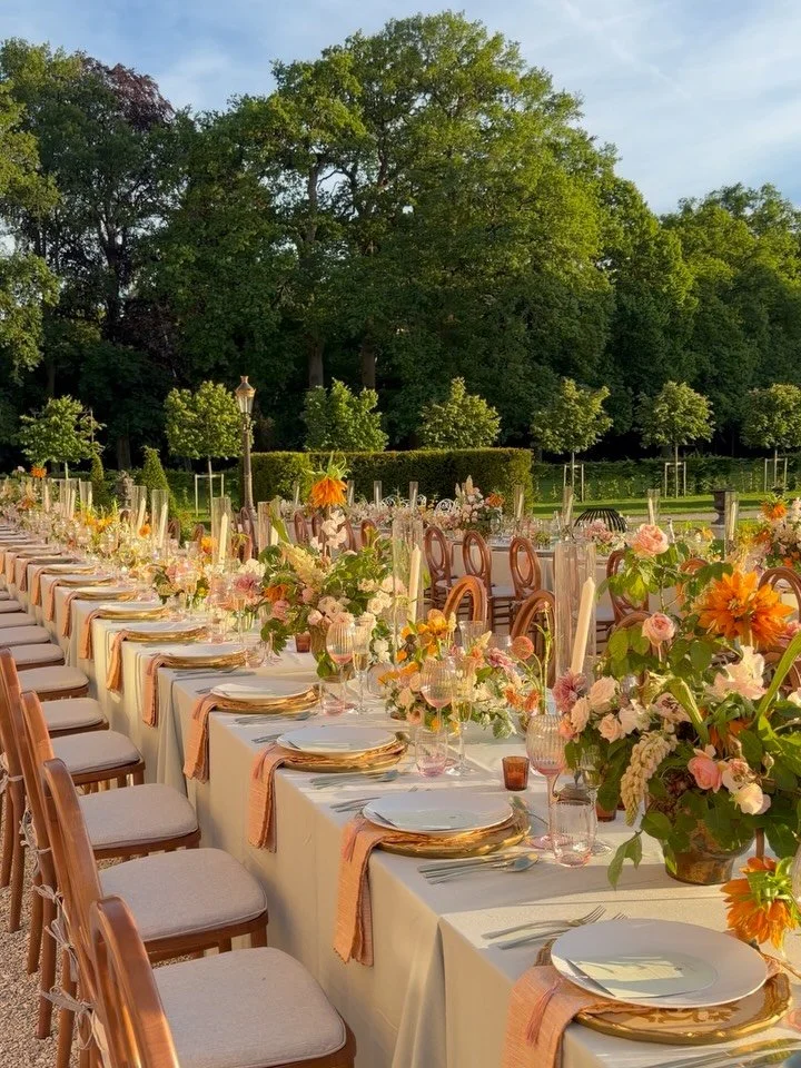 Reception dinner in the countryside outside of Paris for S&amp;U ~ climbing garden roses, frittilaria, lupin, tulips &amp; sarracenia with @gatherevents at @chateau_nainville_les_roches ~ this was such a fun one to shop for at the Paris flower market
