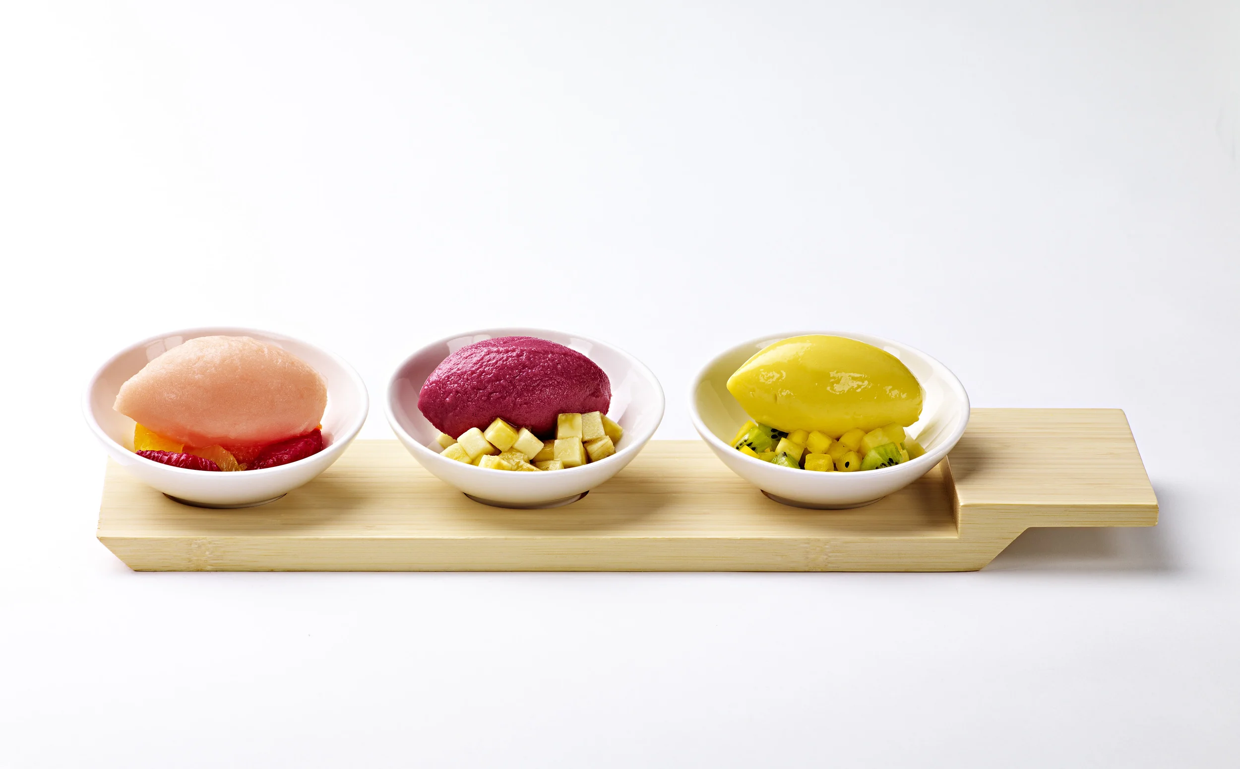 Winter Sorbet Trio: Pink Grapefruit, Pomegranate, Mango-Kiwi