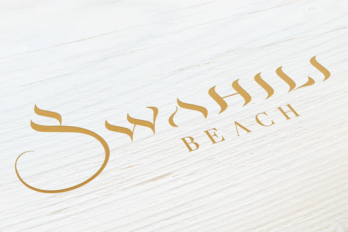Conceptual logo design for Swahili Beach, a luxury resort in Diani, Kenya. The hotel is a beautiful representation of the culture of the coast; a combination of Swahili, Inland Bantu, Persian, Indian, and Arabic influences. This logotype was inspire