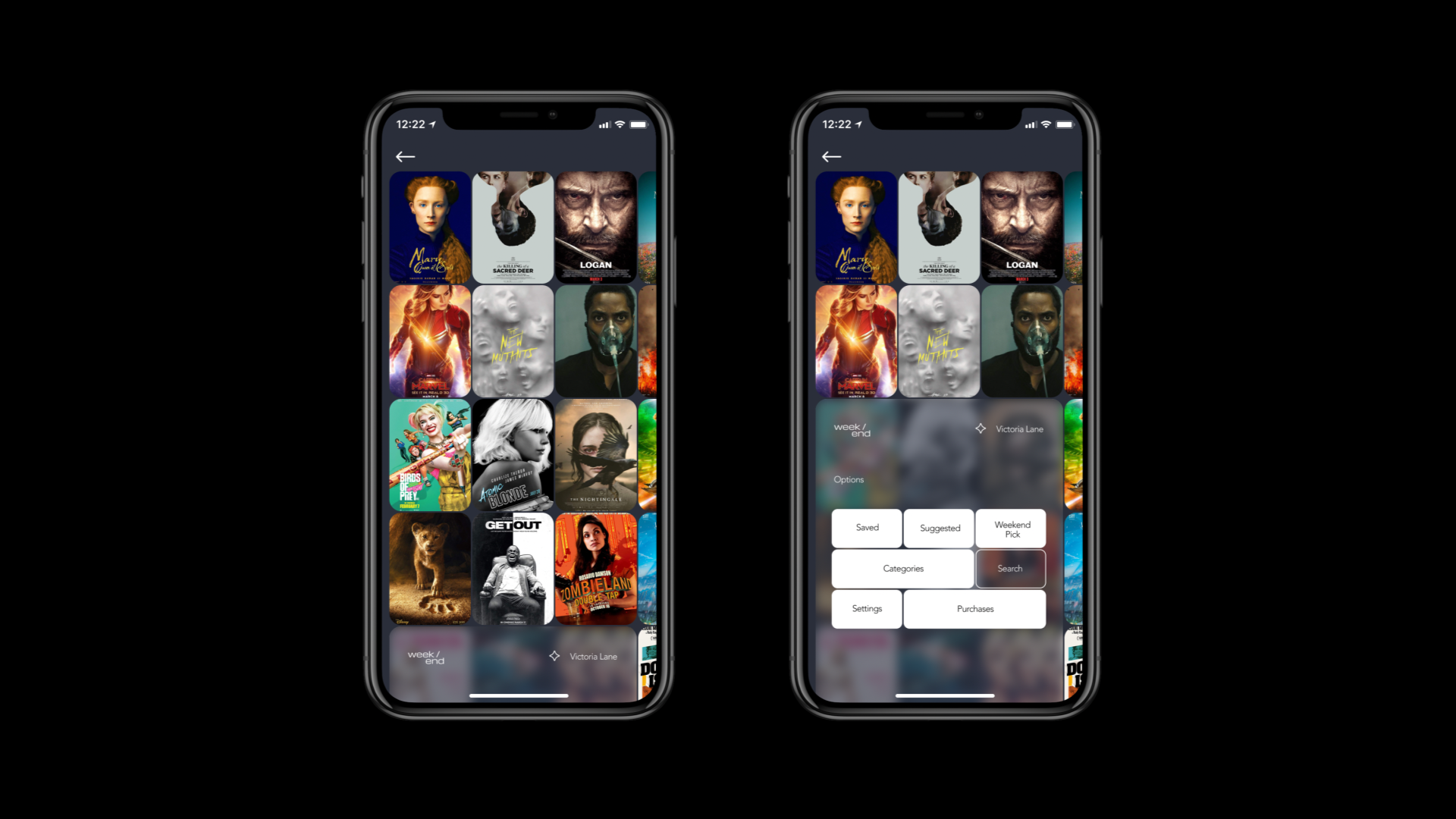 Easy access swipe-up options menu