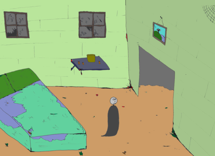 A lonely ghost wakes up in his shitty bedroom