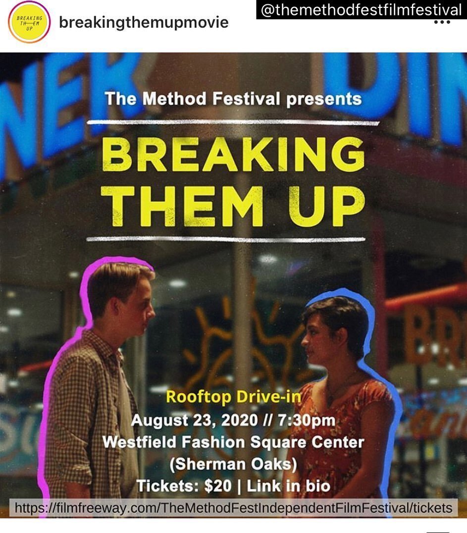 Colored the Breaking Them Up feature showing at the Method Fest Drive In Film Festival tonight! Per Method - Tickets are selling fast on this one, so if you&rsquo;re thinking of attending get yours now.
@breakingthemupmovie &mdash; 7:30pm &mdash; Sun