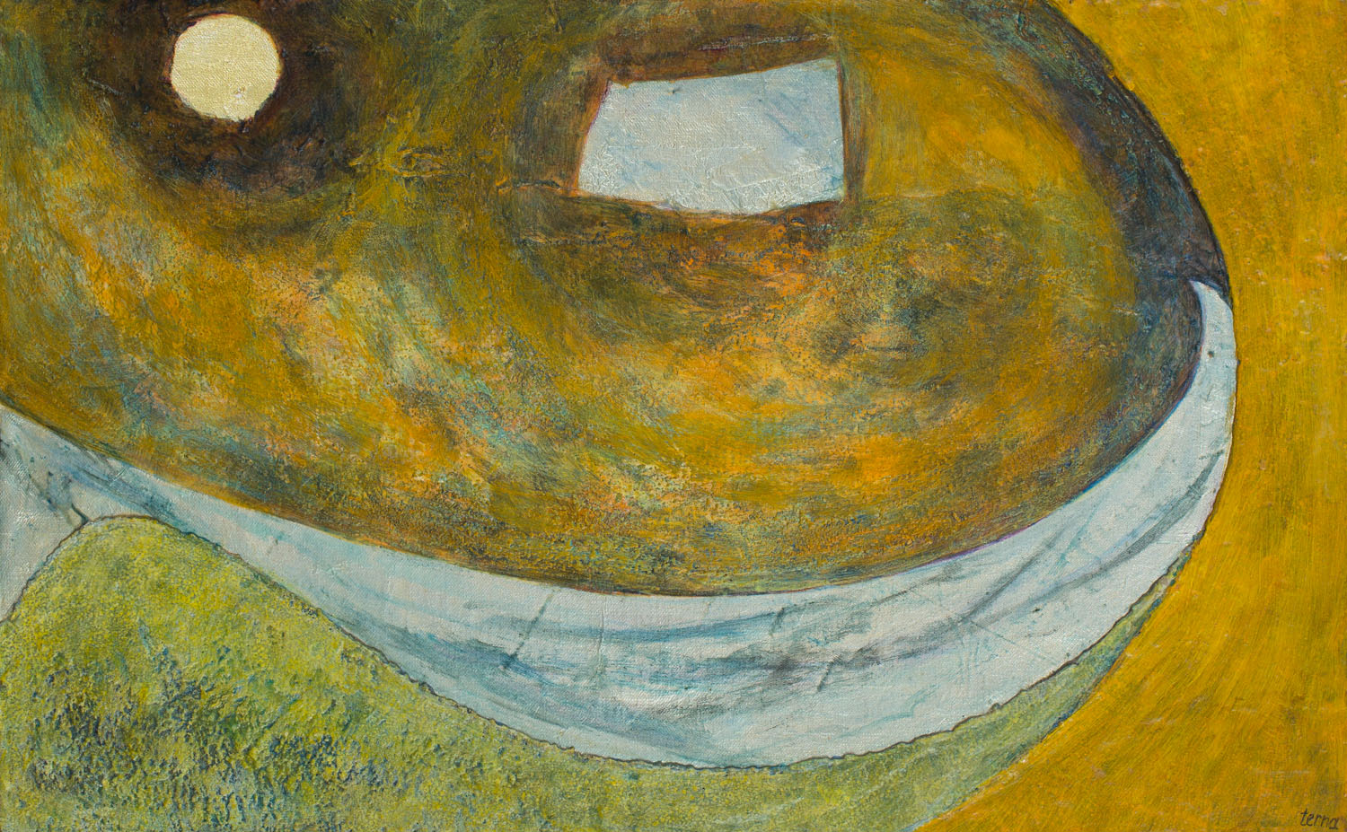   Concurrence Resting,   July 1971, Acrylic and aggregate on canvas, 15 x 24 in  