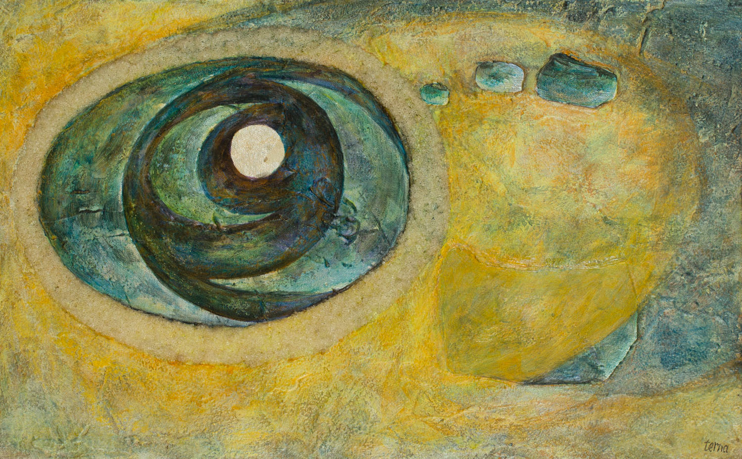 Expected Memory Recaptured, July 1971, Acrylic and aggregate on canvas, 15 x 24 in