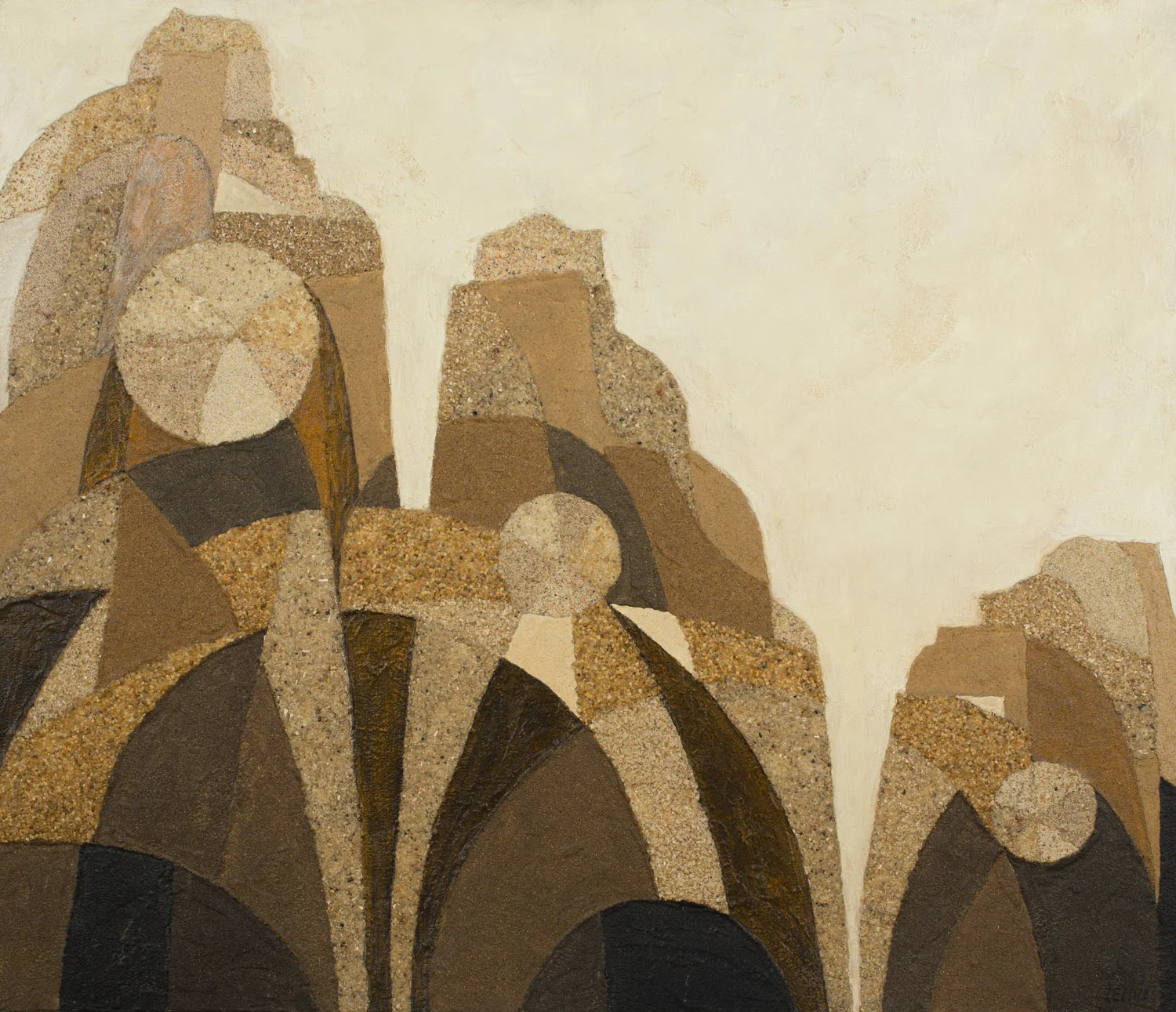 Absence, Pierced Trice , Feb. 1971, Acrylic and aggregate on canvas, 36 x 42 inches