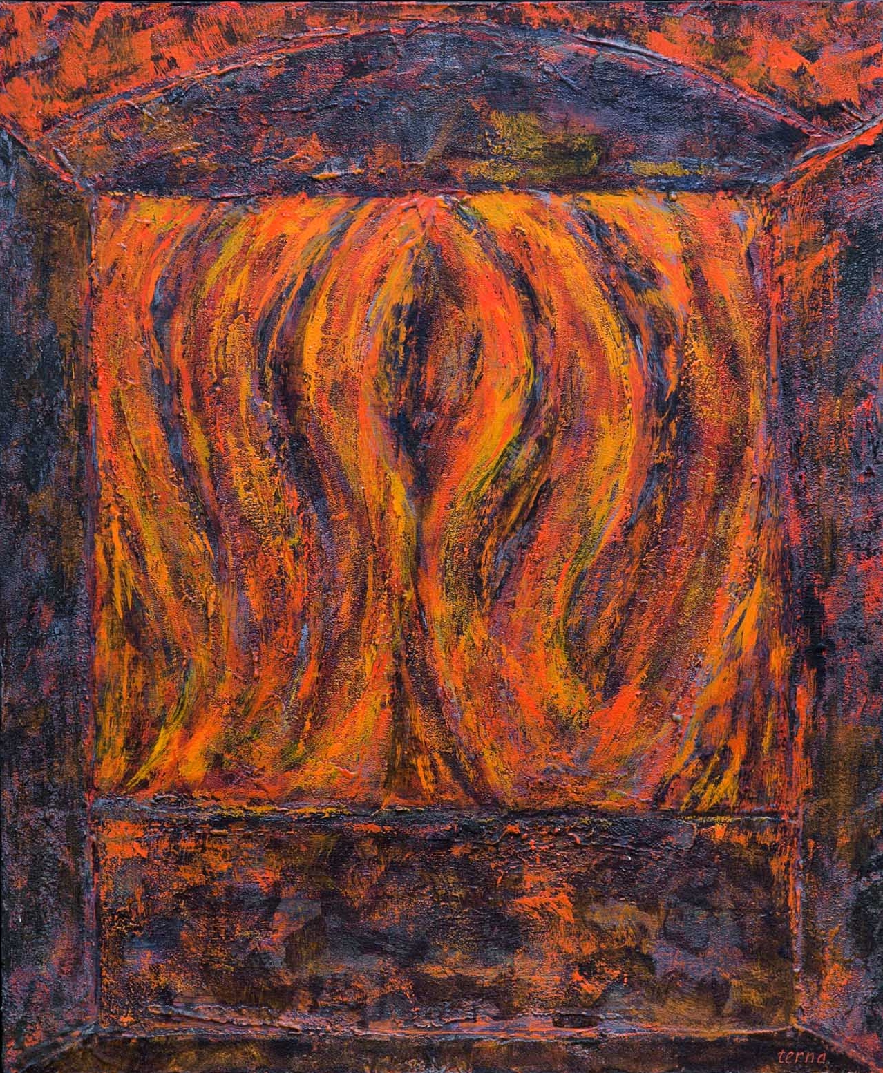   An Absence in the Fire , November 1982, Acrylic and aggregate on cotton duck, 24 x 20 in, Collection of United States Holocaust Memorial Museum 