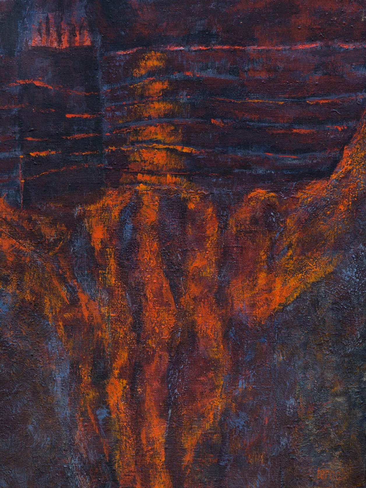   A Witness Between Us , April 1984, Acrylic and aggregate on canvas, 24 x 18 in, Collection of United States Holocaust Memorial Museum 