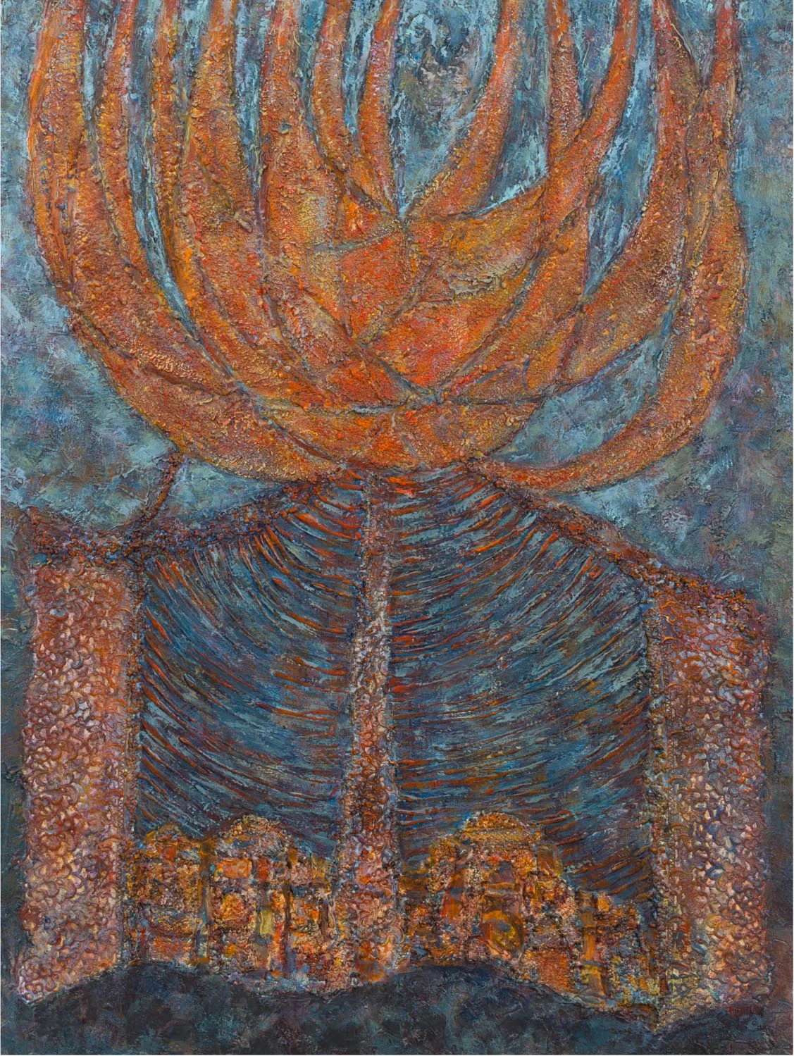 The Dwelling Place, September 1984, Acrylic and aggregate on canvas, 48 x 36 inches