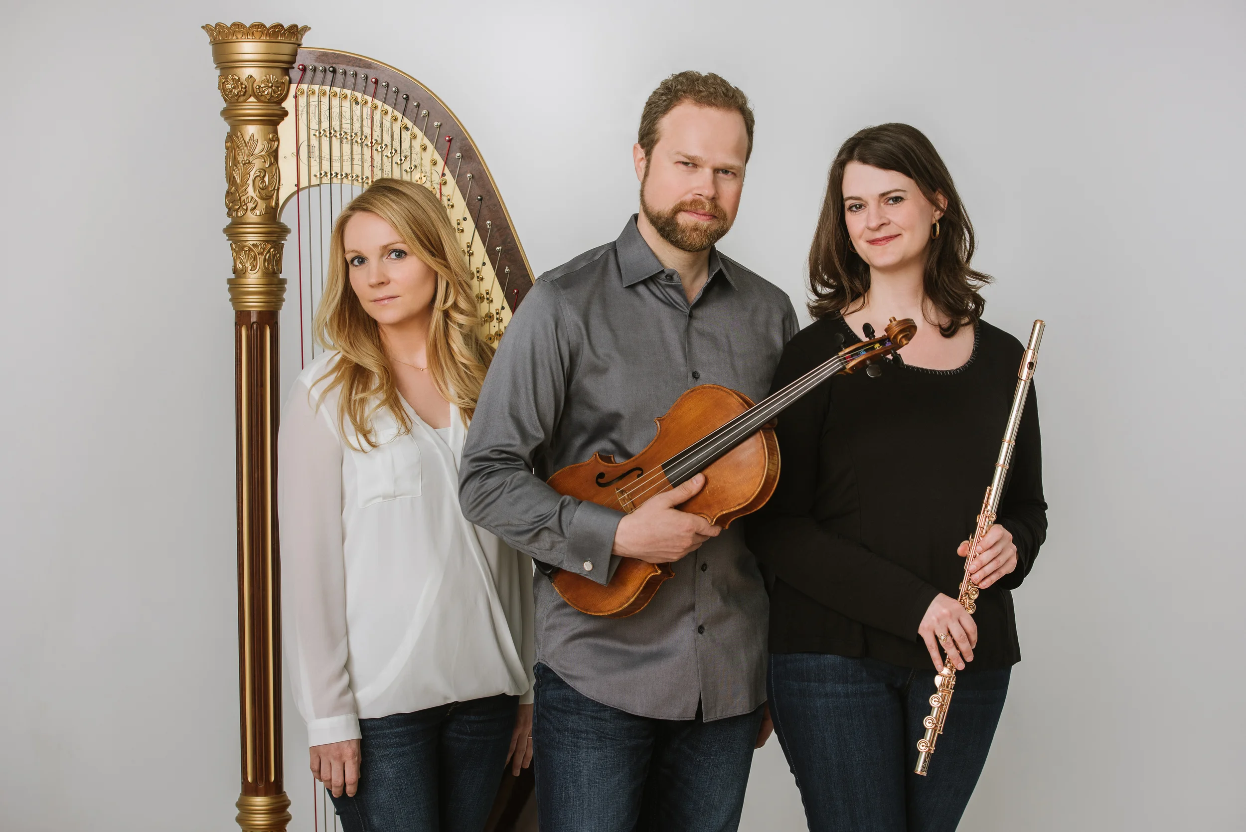 Hat Trick: flute-viola-harp trio