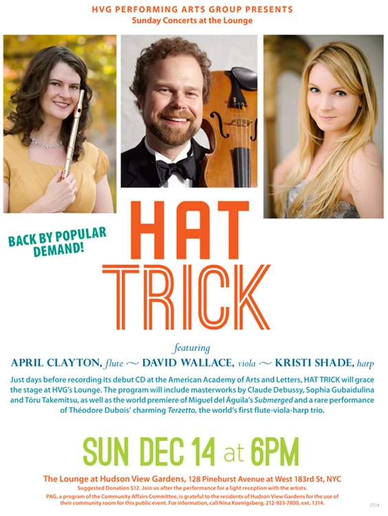 Hat Trick, flute-viola-harp trio