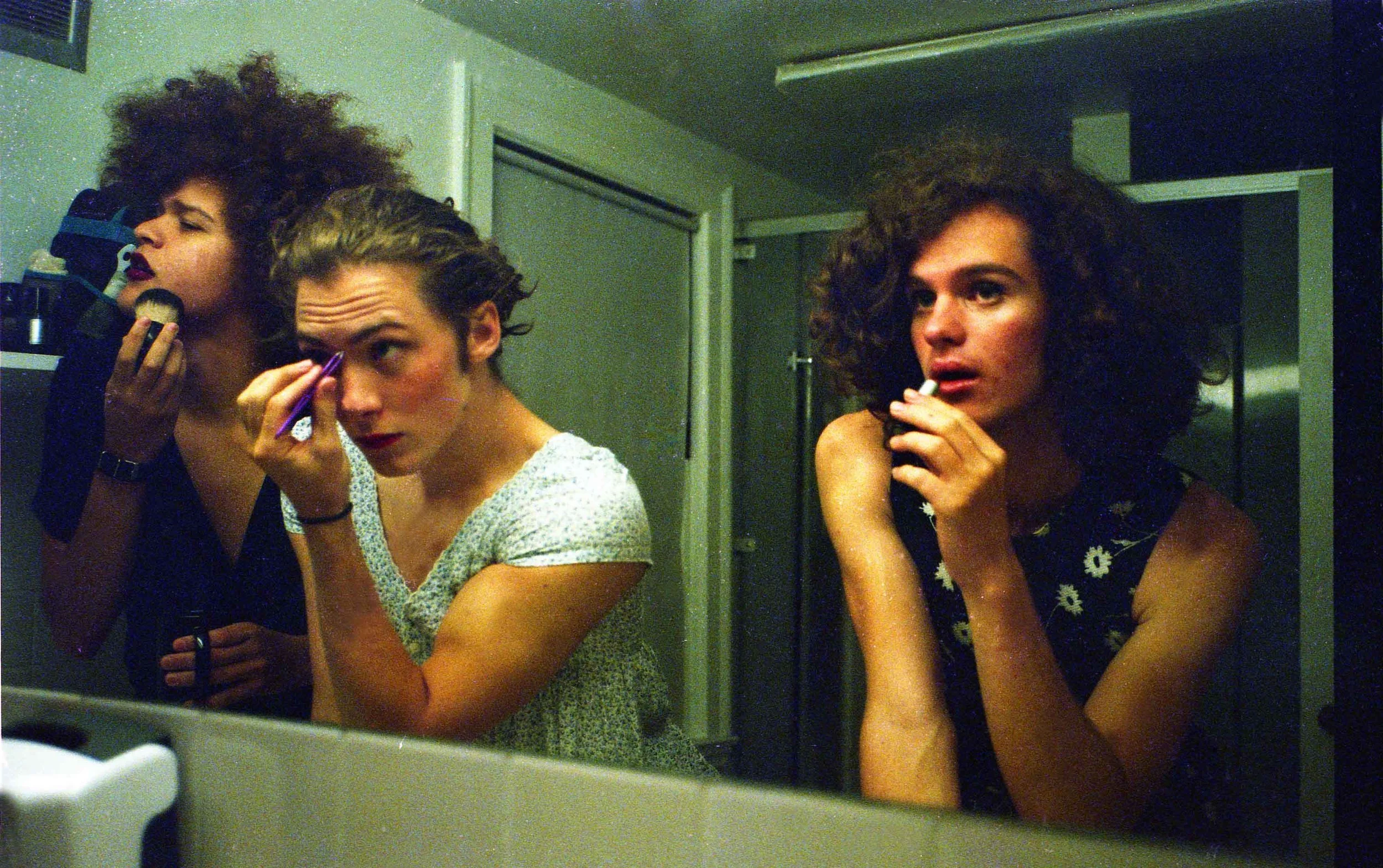 Matt, Billy, and Foster, getting ready for a party, 2016. © Cameron Schiller