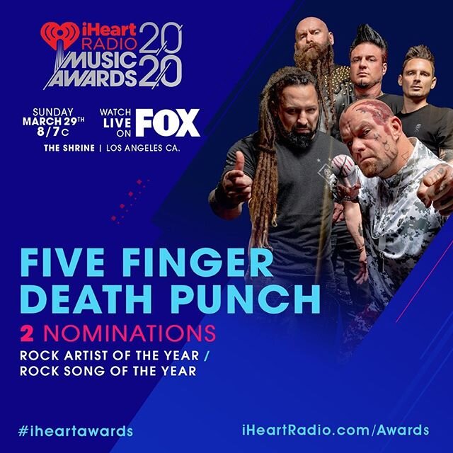 We are honored to be nominated for Rock Artist Of The Year &amp; Rock Song Of The Year at the 2020 iHeartRadio Music Awards!! Thank you @iheartradio 🙌🙌