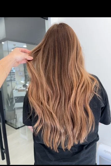  Lived-in brunette color with natural texture by Julia McGee at Clementine’s Salon in Colorado. 
