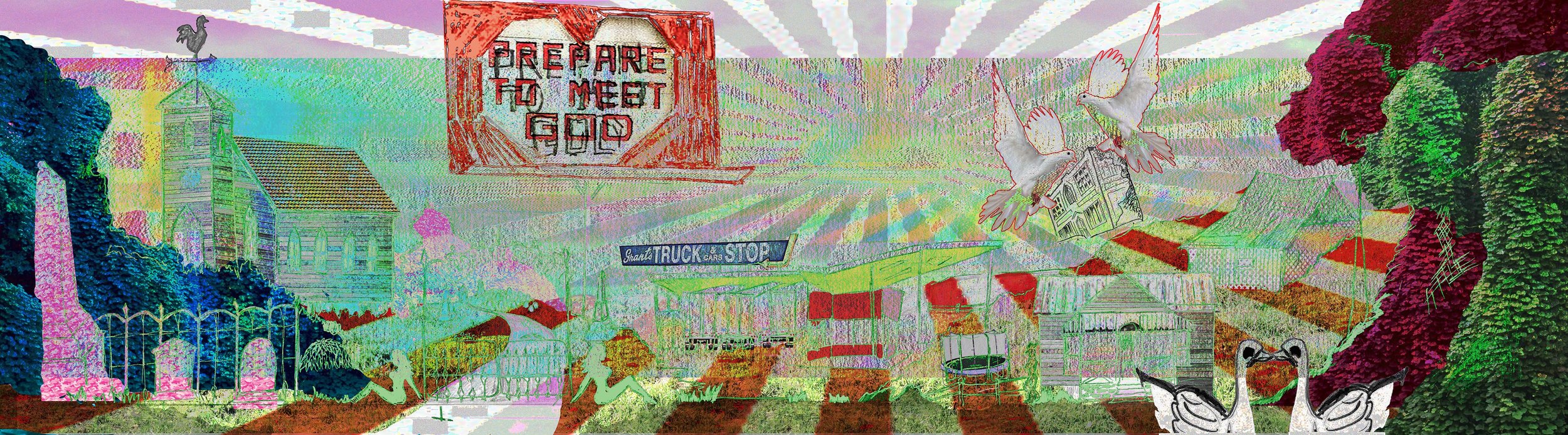 My group & I, WSW Collective, will be giving a 5-minute presentation for an immersive installation of a digital glitch that we would like to exhibit in a gallery space at Western Michigan University, Grand Rapids during ArtPrize 9. The image above is Caro's drawing of a landscape which we colorized and crafted a glitch through using data bending software.