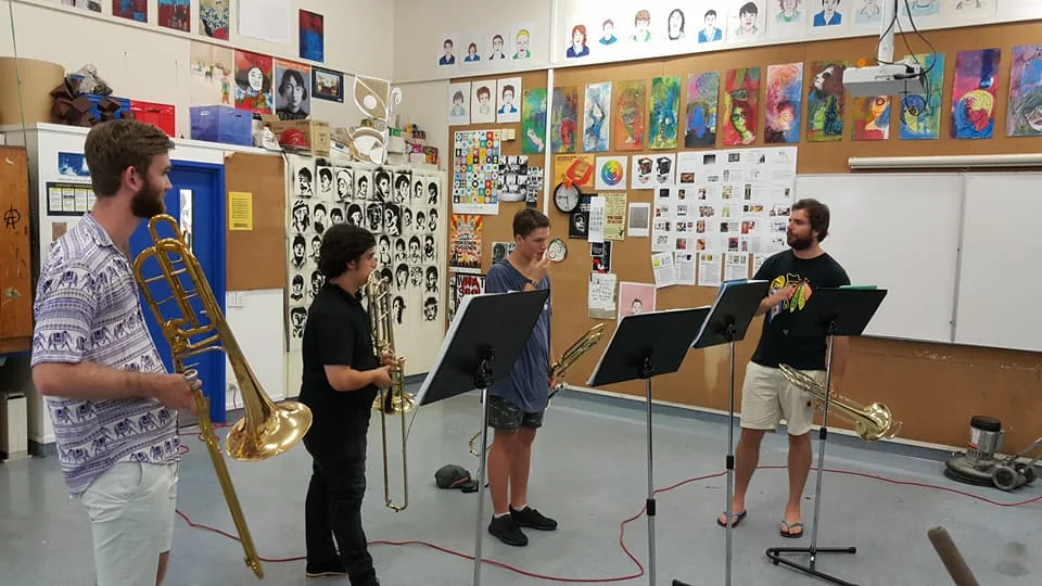 Trombones with their Tutor Mark Davey