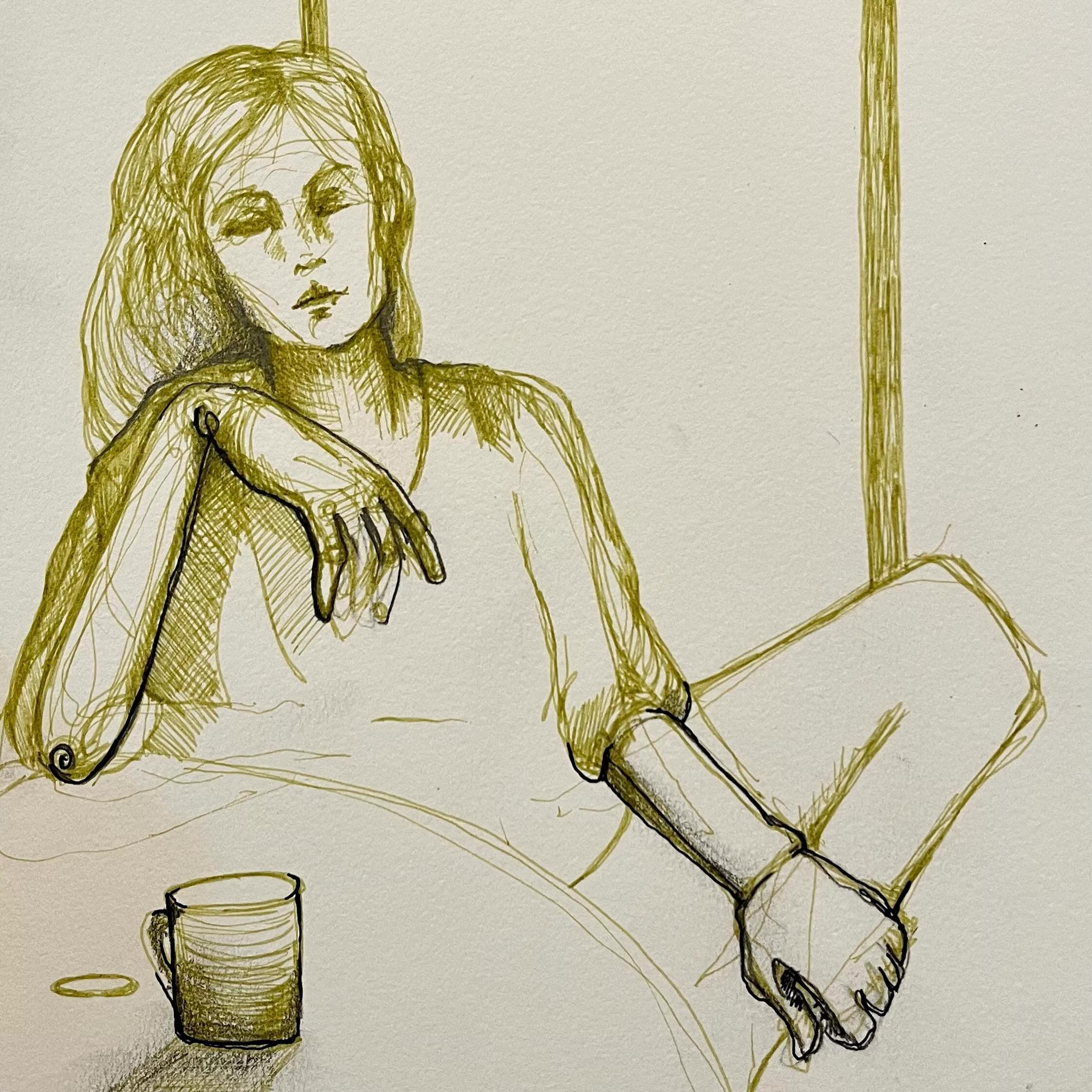 untitled sketch  in progress using chartreuse uni emott marker pen and a black pen found in the bottom of my bag ✍️ the person is imagined but reflects my current level of exhaustion

#illustration #linedrawing #uniemottfineliners #drawing