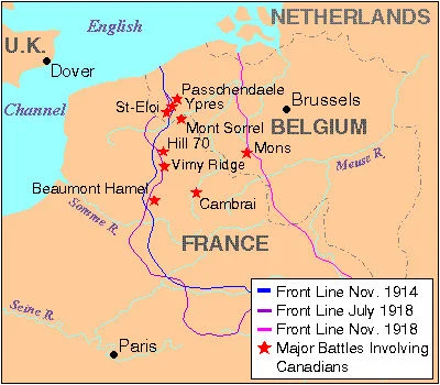 Ypres & Beaumont Hamel battle locations, among others.