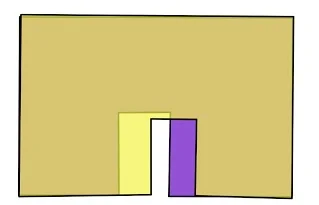 Along this wall, doors are completely off alignment, but walls are perfectly flush.