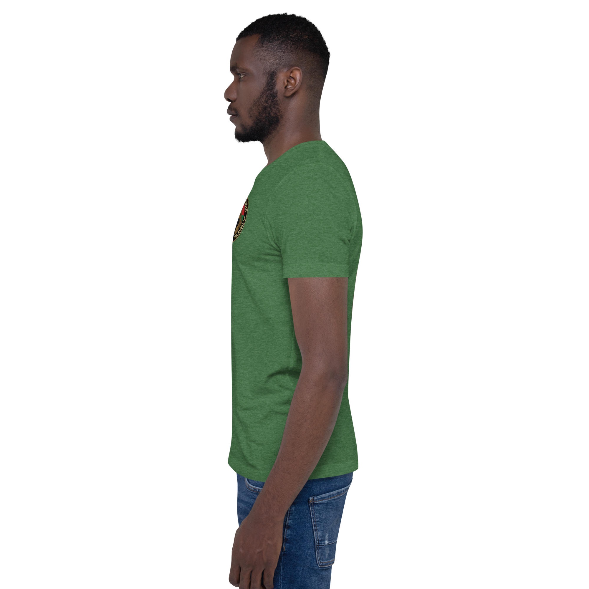 unisex-staple-t-shirt-heather-grass-green-left-69bdb0ac8946b.png
