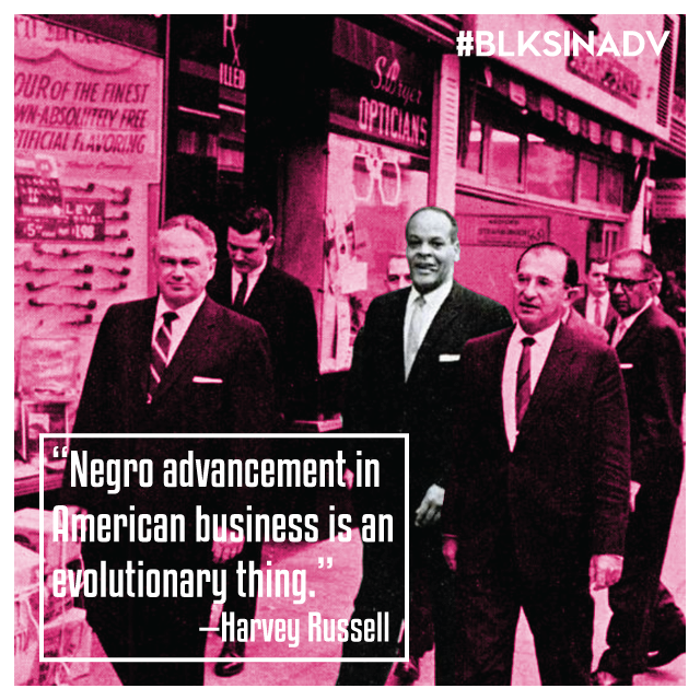 Harvey Russell joined the Coast Guard during World War II, where he became one of the first black deck officers in the Coast Guard's history. After serving he joined a Manhattan advertising firm, in a low-paying job but experienced a fresh career opportunity when the owner of the agency developed a soft drink called Joe Louis Punch and put Russell in charge of marketing. Unfortunately, Joe Louis Punch did not succeed with American consumers. However with knowledge of the soft drink market, Russell joined PepsiCo in 1950, in a growing department called “Negro sales.” By 1958 he had been named manager of Pepsi's ethnic marketing department, which by then also concentrated on Hispanic consumers. In 1962 Russell was promoted to vice-president. Ebony magazine declared he was the first person of his race to advance so far at an American corporation. The news was also met by an unsuccessful boycott of Pepsi’s products by the Ku Klux Klan. During his time at PepsiCo, Russell redefined the company’s approach to marketing towards African-Americans. The company began to include positive images of African-Americans in their advertising and also worked to improve the hiring practices and conditions of African-Americans within the company. Known for his humbleness, Russell stressed that individuals at black-owned companies far surpassed his accomplishments. In his opinion they’d worked harder, carving out a place for themselves literally from nothing. ''I may be the vice president of a large corporation,'' he told an interviewer in 1962, ''but there are Negroes who have built up successful businesses under the most difficult conditions. For me to be selected over these men who overcame much greater odds doesn't make sense.'' By the time he retired from Pepsi in 1983, Russell was vice president of community affairs, responsible for community relations and public relations. He was a longtime board member of the NAACP Legal Defense and Educational Fund Inc., and helped develop the Congressional Black Caucus Foundation. In 1964, he was chairman of the Interracial Council for Business Opportunities with Rodman Rockefeller, son of Gov. Nelson A. Rockefeller. After his retirement Russell continued to sit on boards and contribute to community affairs. 