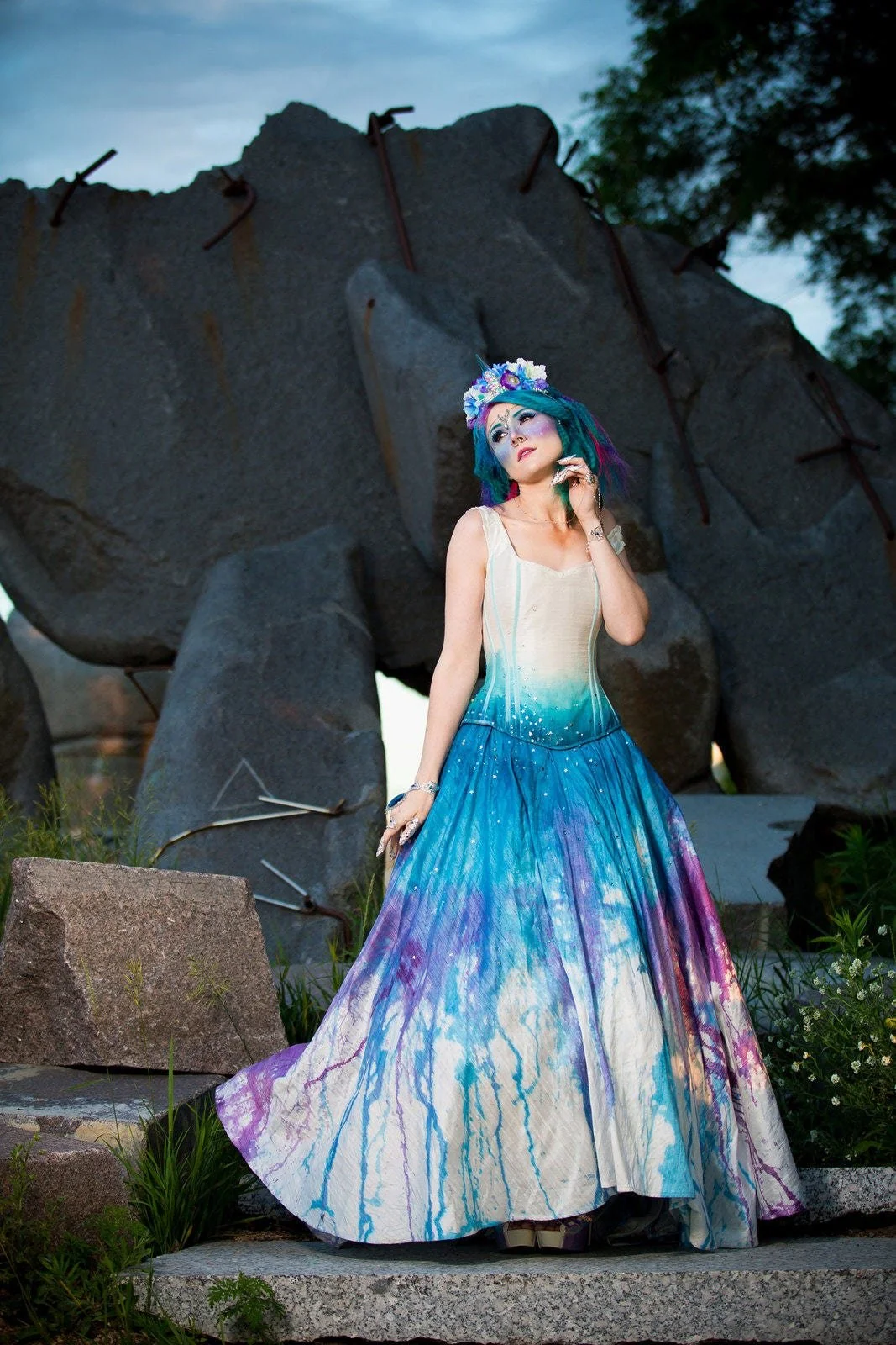 KMKDesigns | Ethical Custom Dress Designers | Custom Costume Designer | Ethical Fashion Designer | St. Paul, MN - Off Shoulder Galaxy Dress