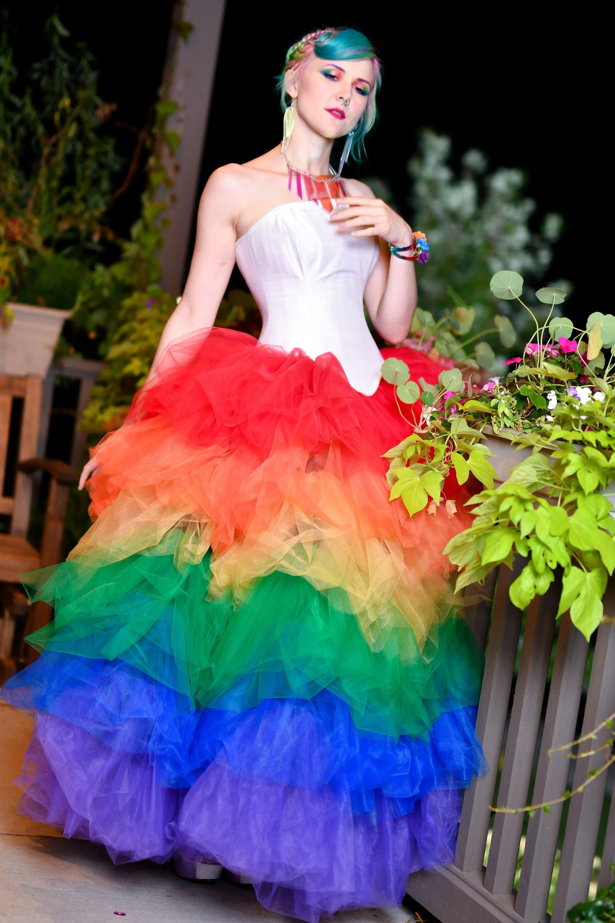Wedding Dress Rainbow Colored Maxi Dress Ball Gown Pastel Gown For