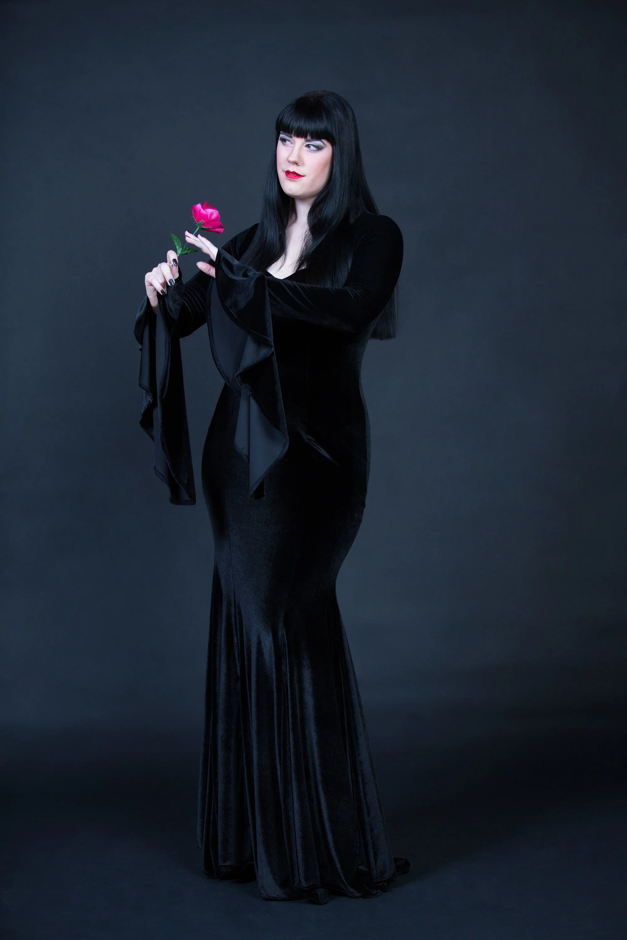 long black morticia dress Addams Family Morticia Long Black Dress and Black Wig Halloween Costum