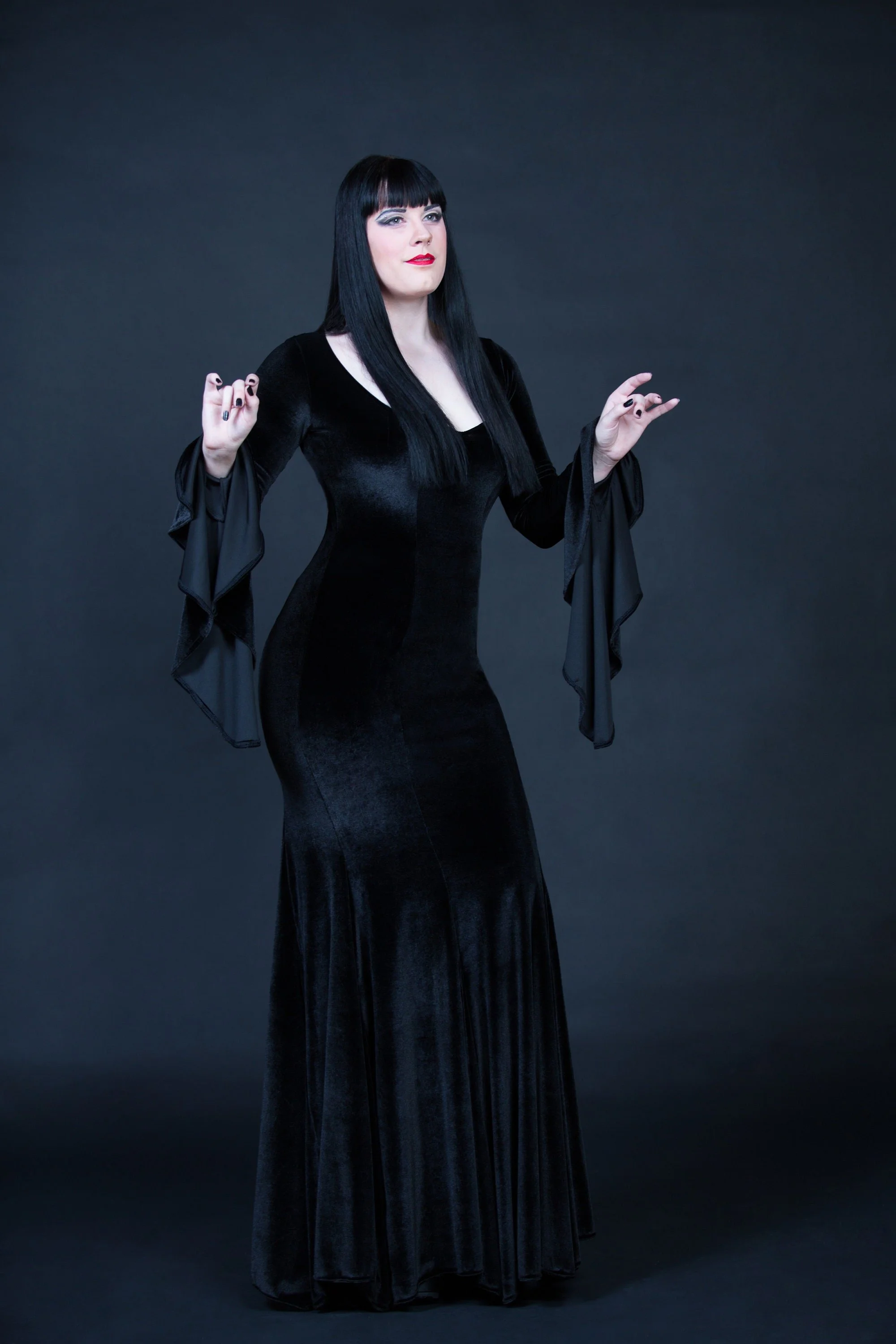 KMKDesigns | Ethical Custom Dress Designers | Custom Costume Designer |  Ethical Fashion Designer | St. Paul, MN - Velvet Morticia Gown