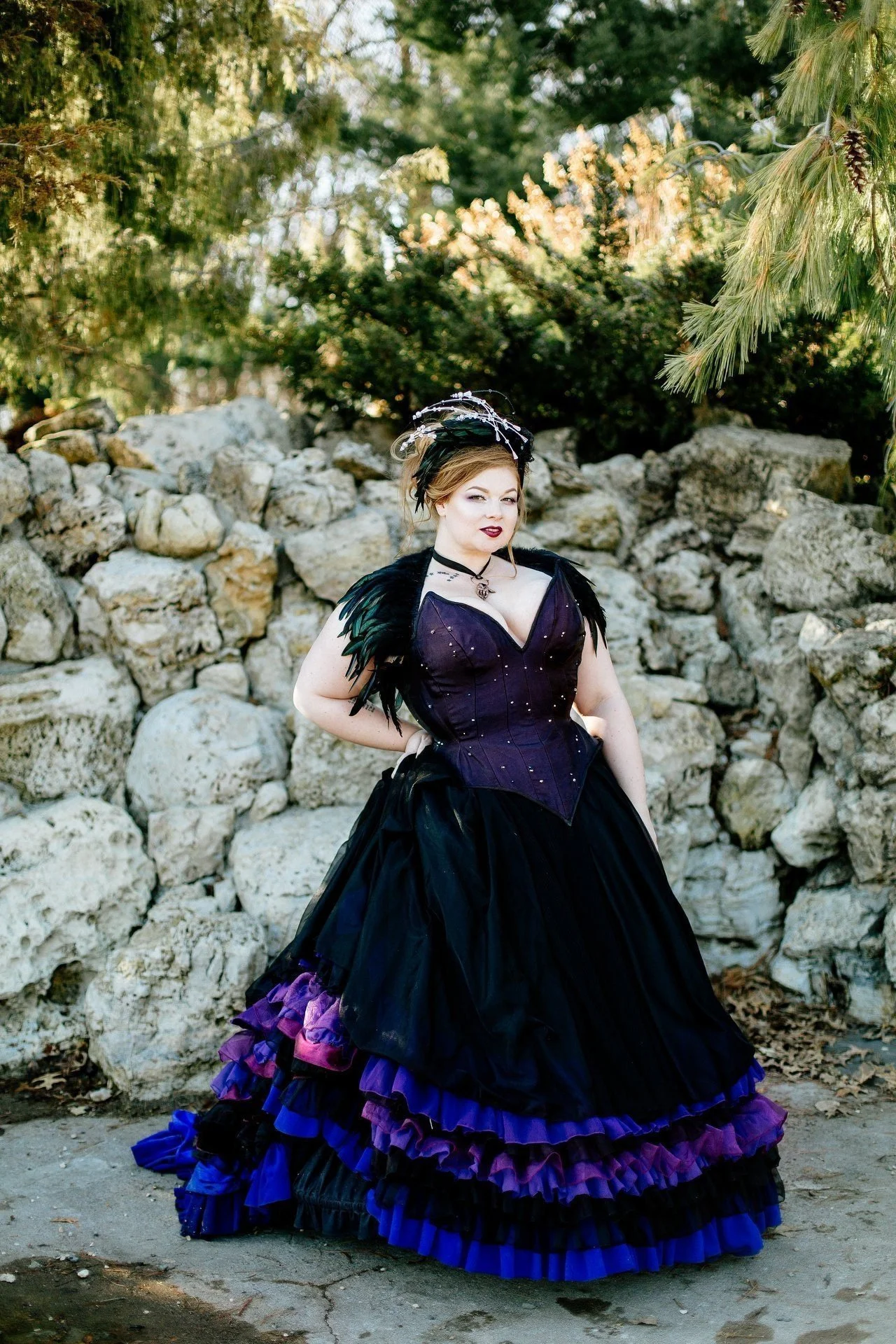 purple and black masquerade dress KMKDesigns | Ethical Custom Dress Designers | Custom Costume Designer |  Ethical Fashion Designer | St. Paul, MN