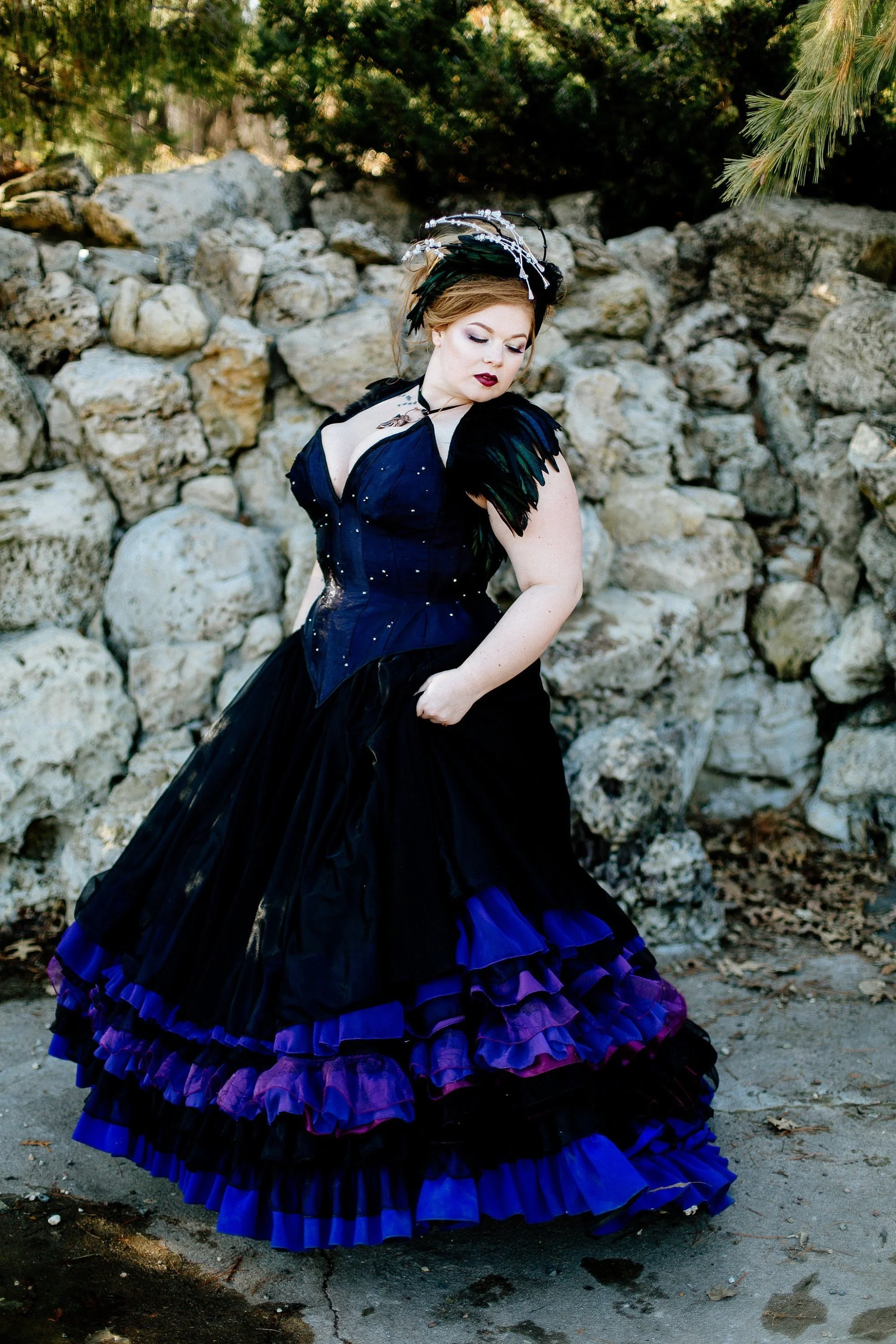 dark blue goth dress Devoured Dress