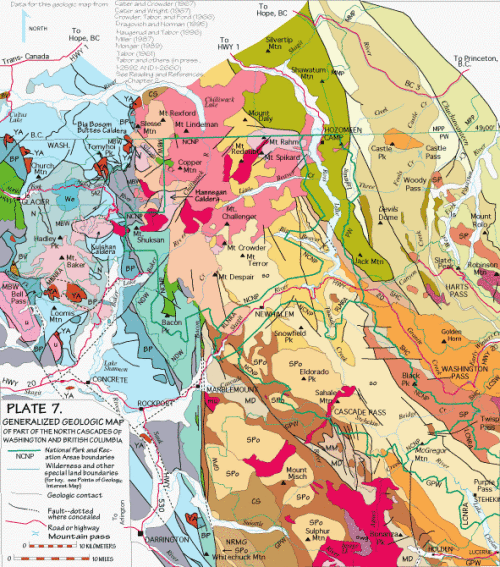 Geologic Map of part of the North Cascades courtesy of USGS