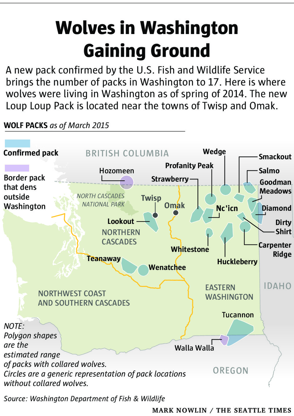 Washington Pack locations (without Loup Loup). Photo courtesy of Seattle Times.