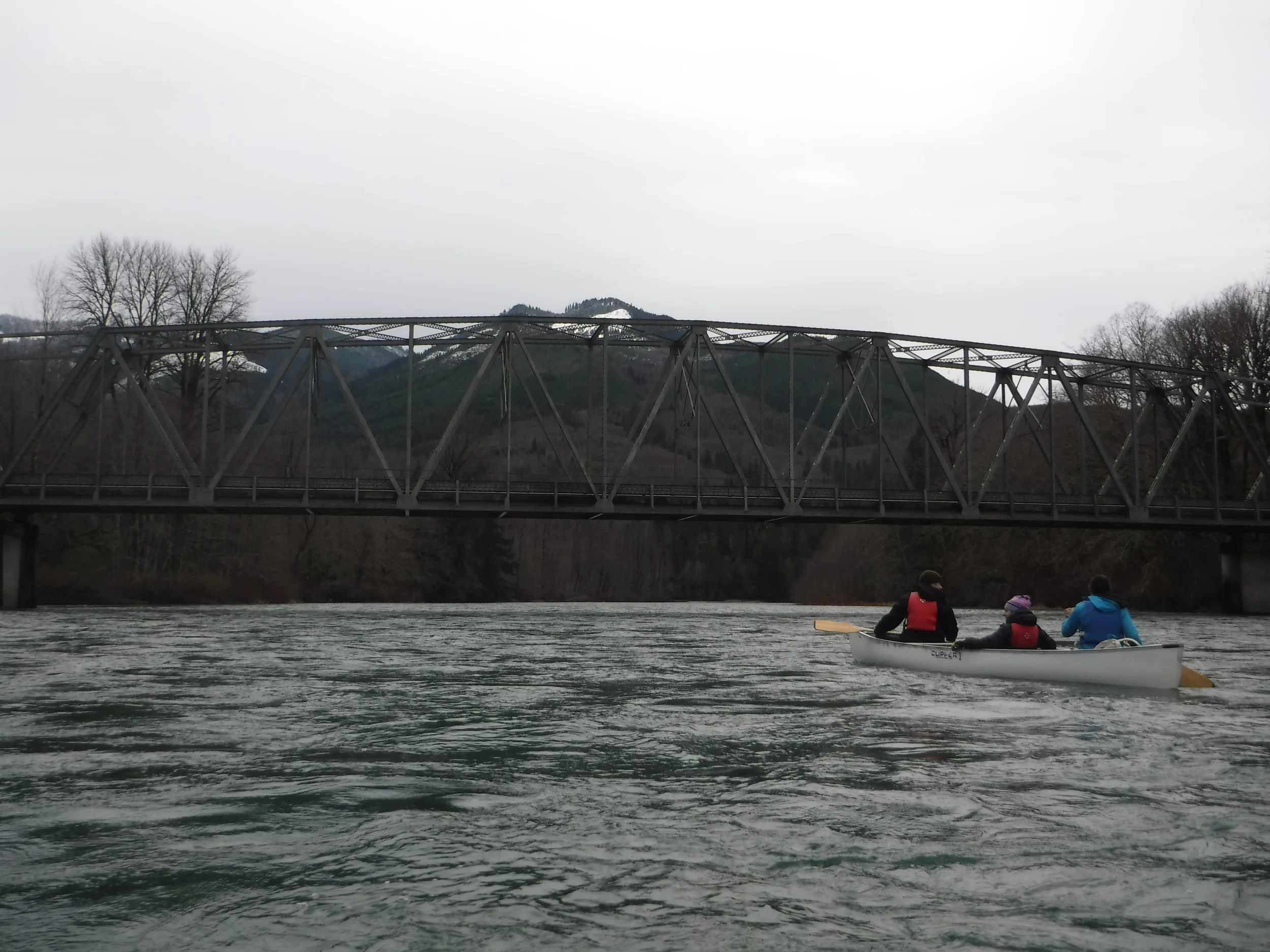 Passing under the bridge in Marblemount, WA.