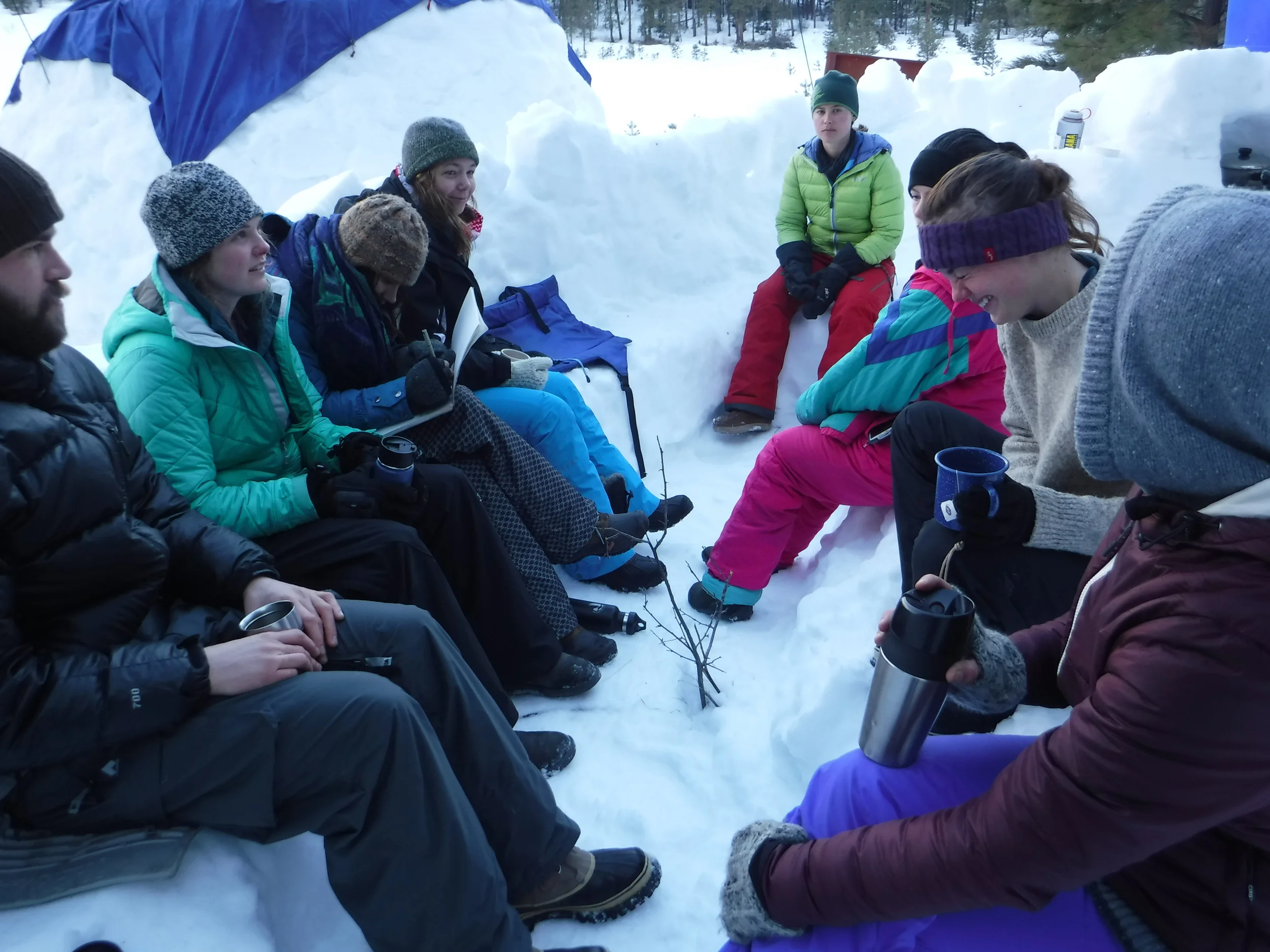 Sharing a great breakfast in our snow kitchen.