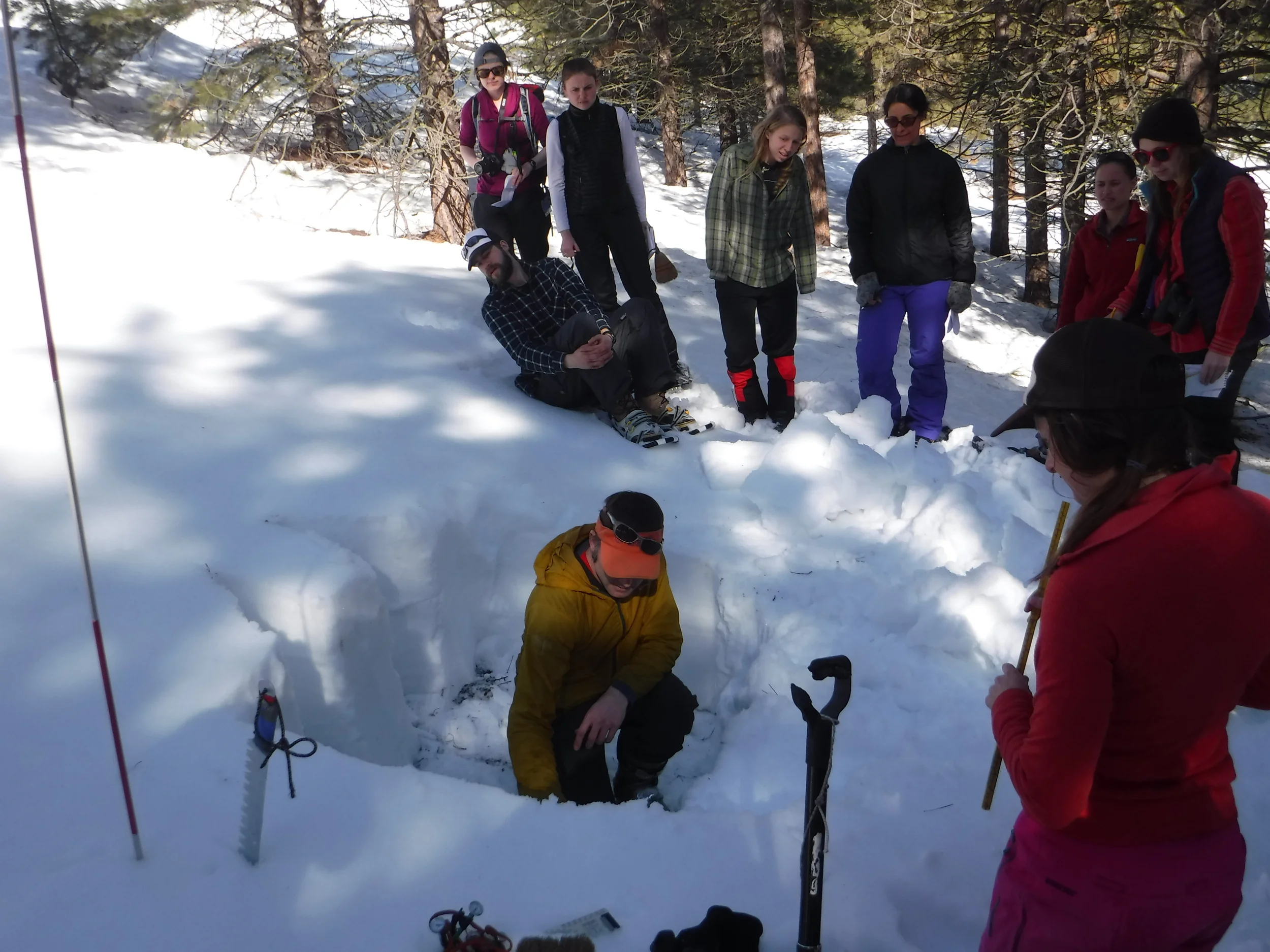 Joshua showing us how to properly dig a snow pit.