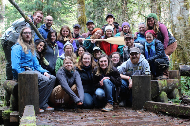Cohorts 14 and 15 after the first part of "Passing the Paddle."