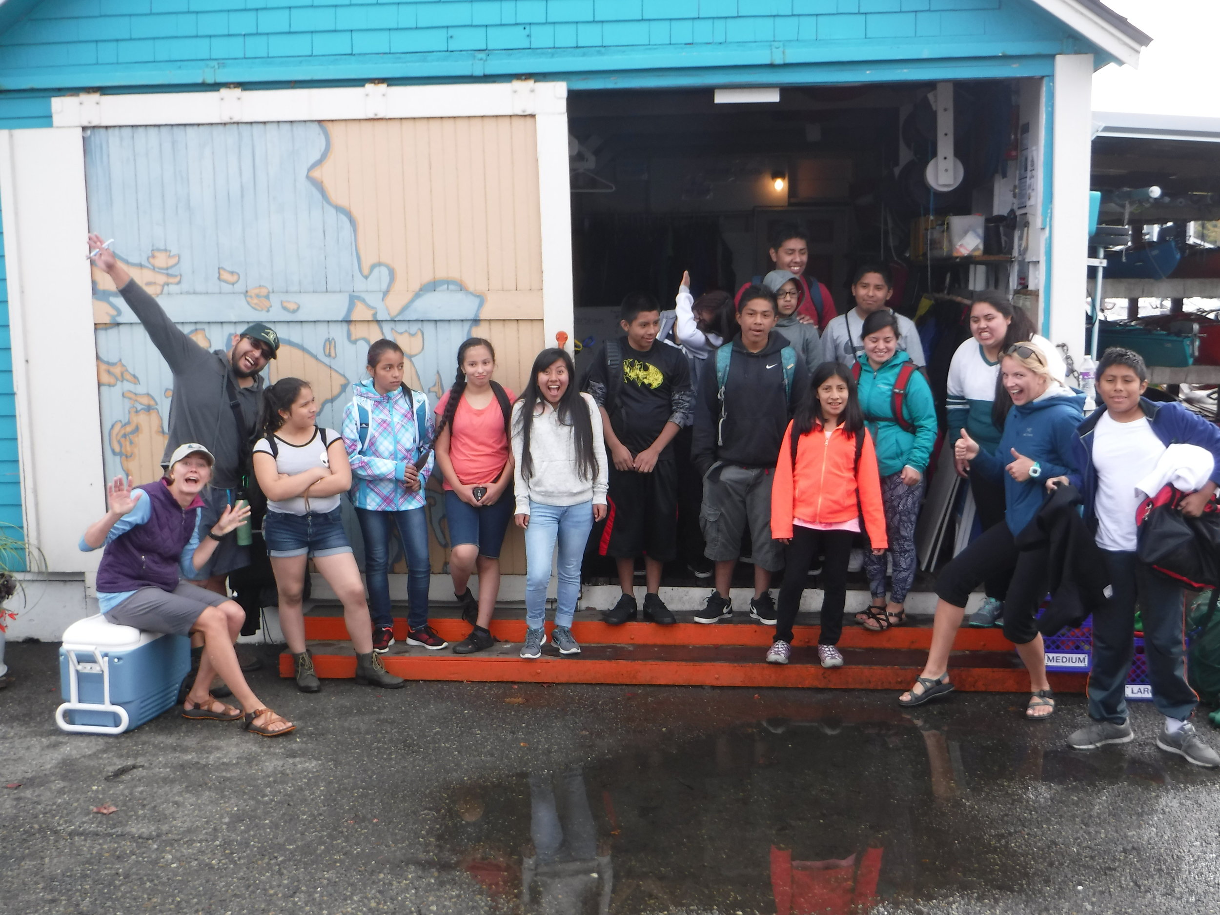 Our ‘mostly’ dry crew after being out on the water.