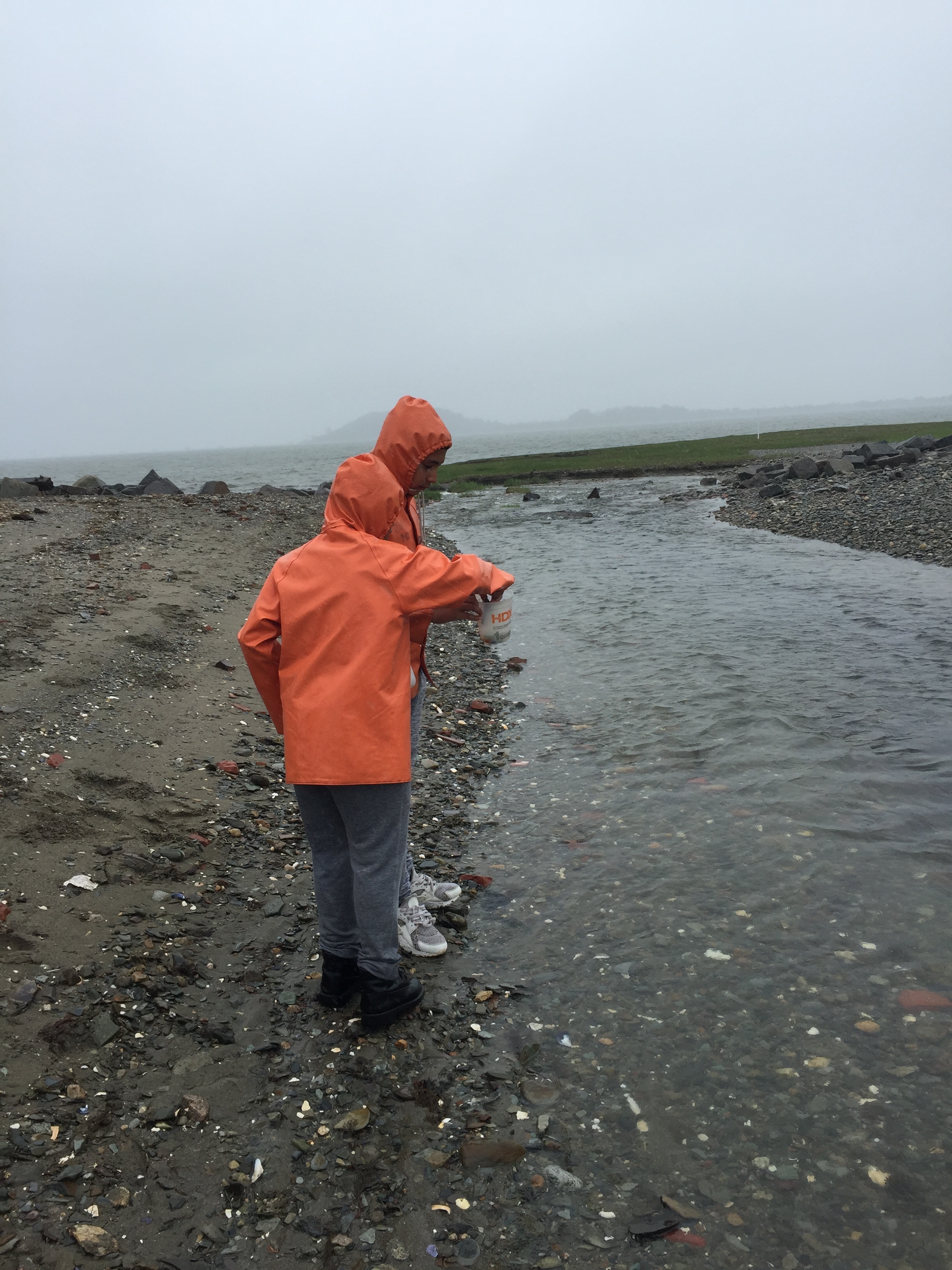Students getting soaked exploring