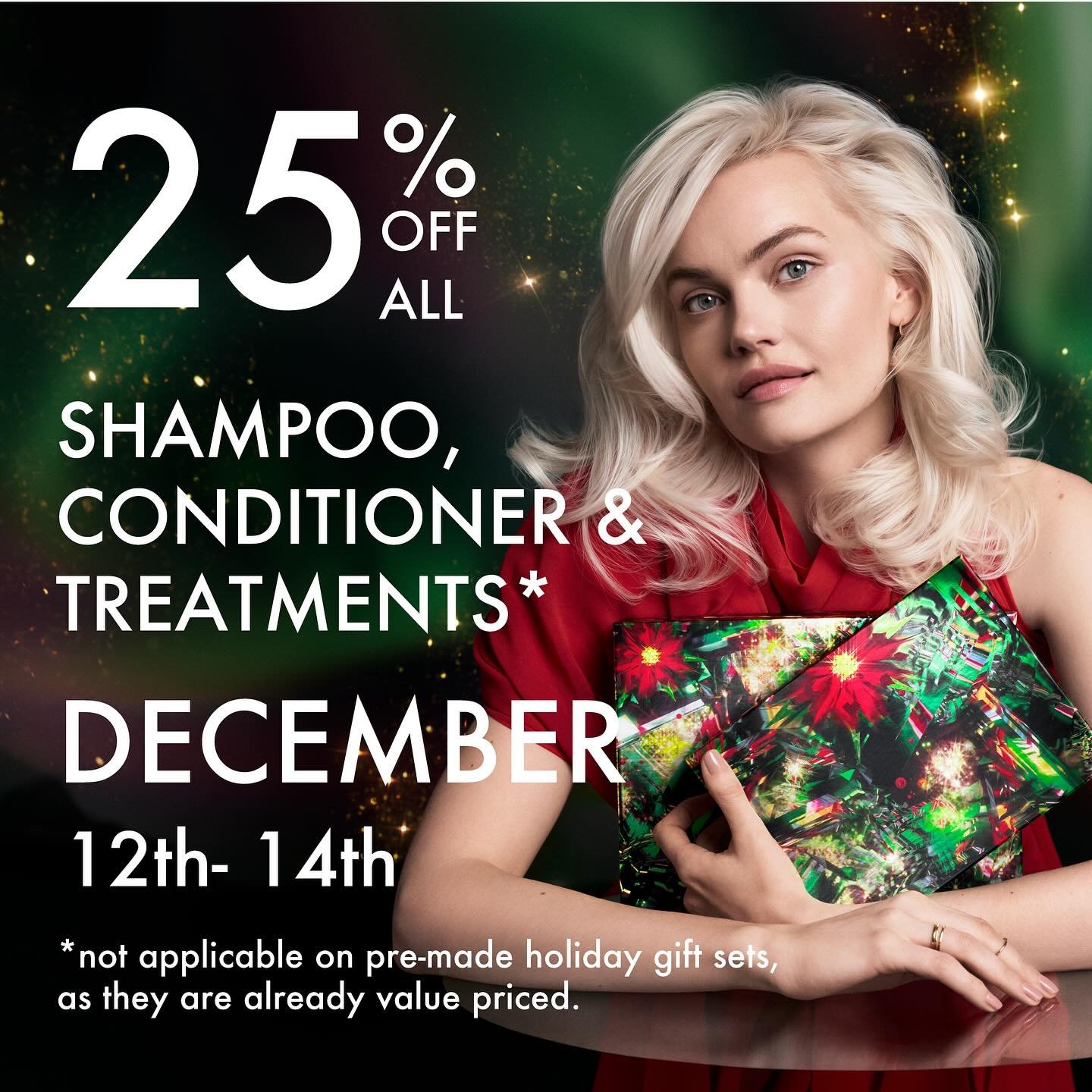 Happy Holidays from Pure Salon and Spa! Enjoy 25% off all shampoos, conditioners, and treatments December 12th-14th. 
💫GIFT CARDS are AVAILABLE✨
