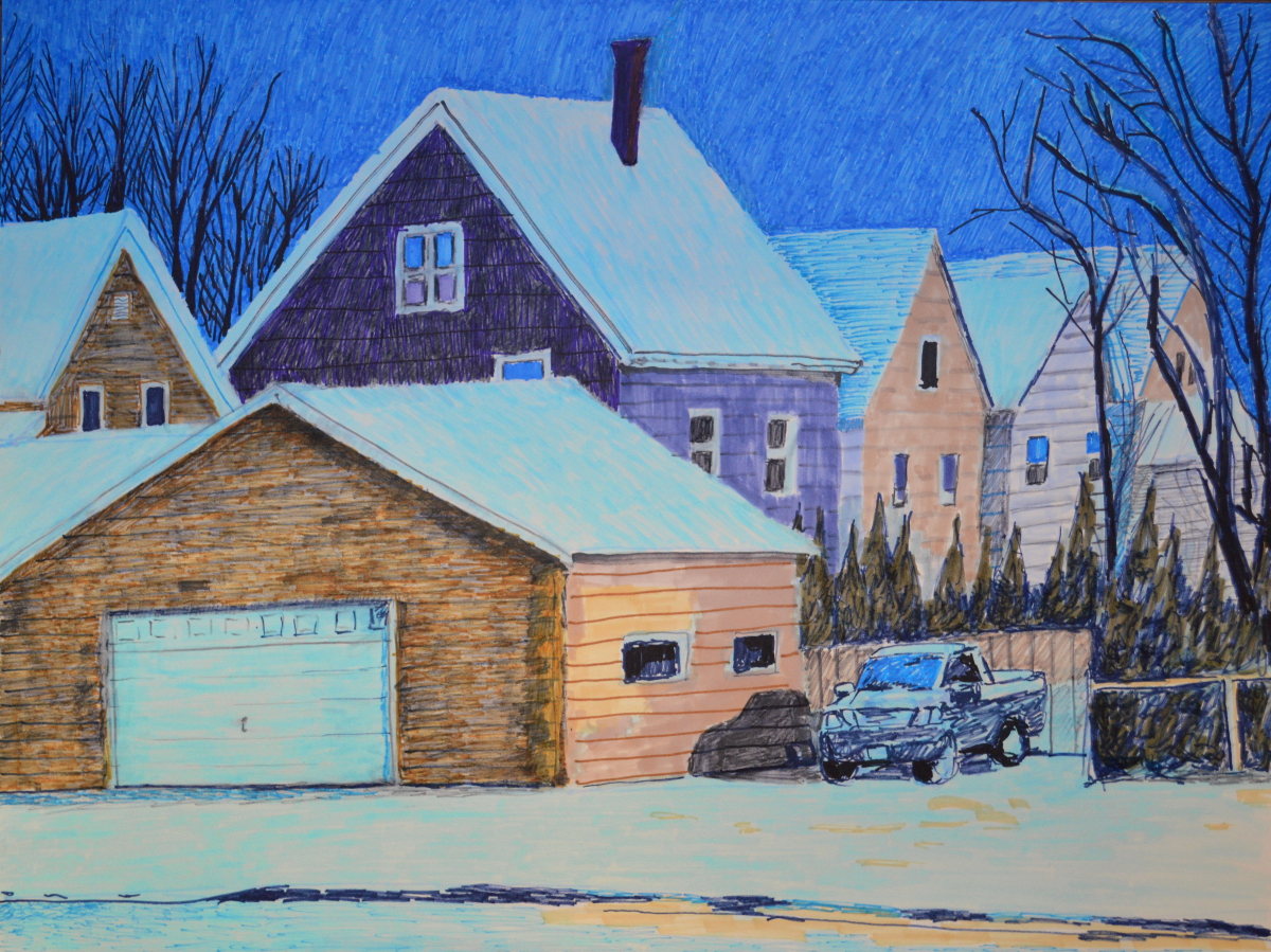 Rome, NY, markers on paper, 18 by 24 inches.