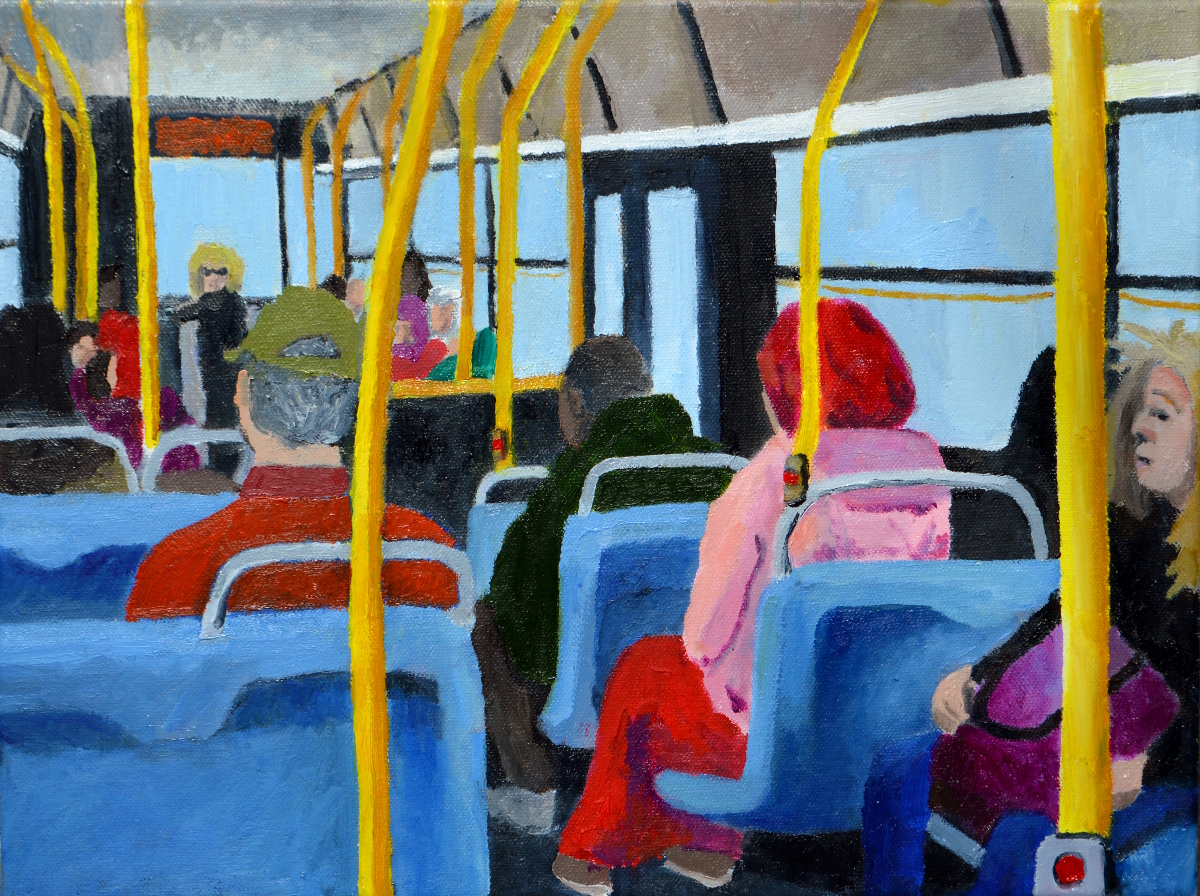 B1 Bus, oil on canvas, 14 by 18 inches, 2016.