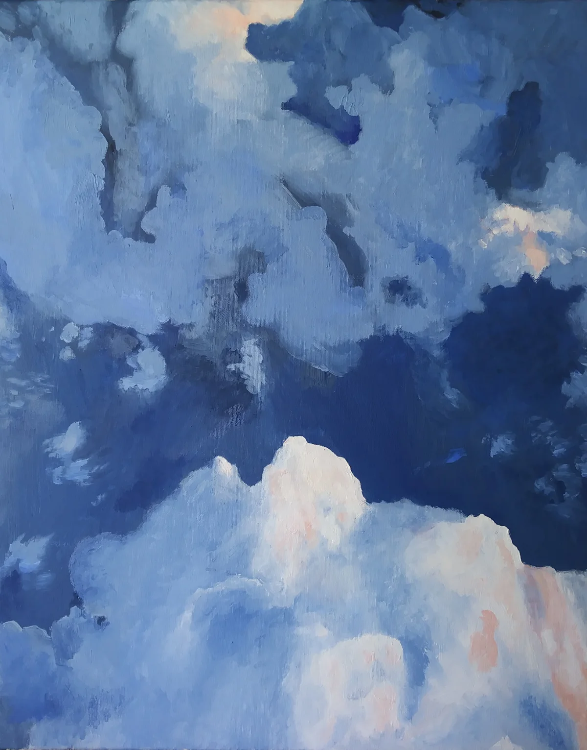 Midwest Clouds, oil on canvas, 20 by 16 inches.