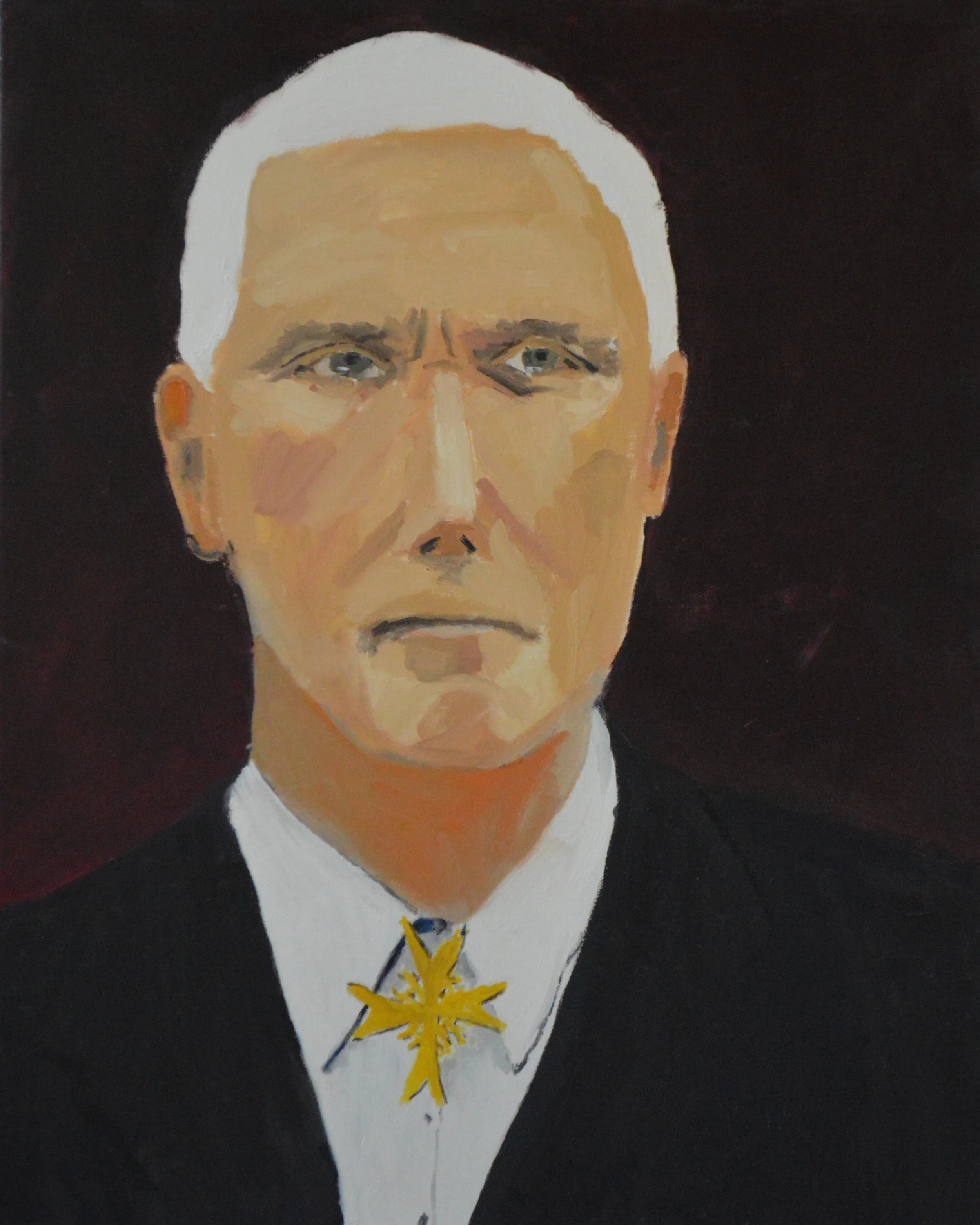 "Vice President Mike Pence, Persecutor", oil on canvas, 30 by 24 inches.