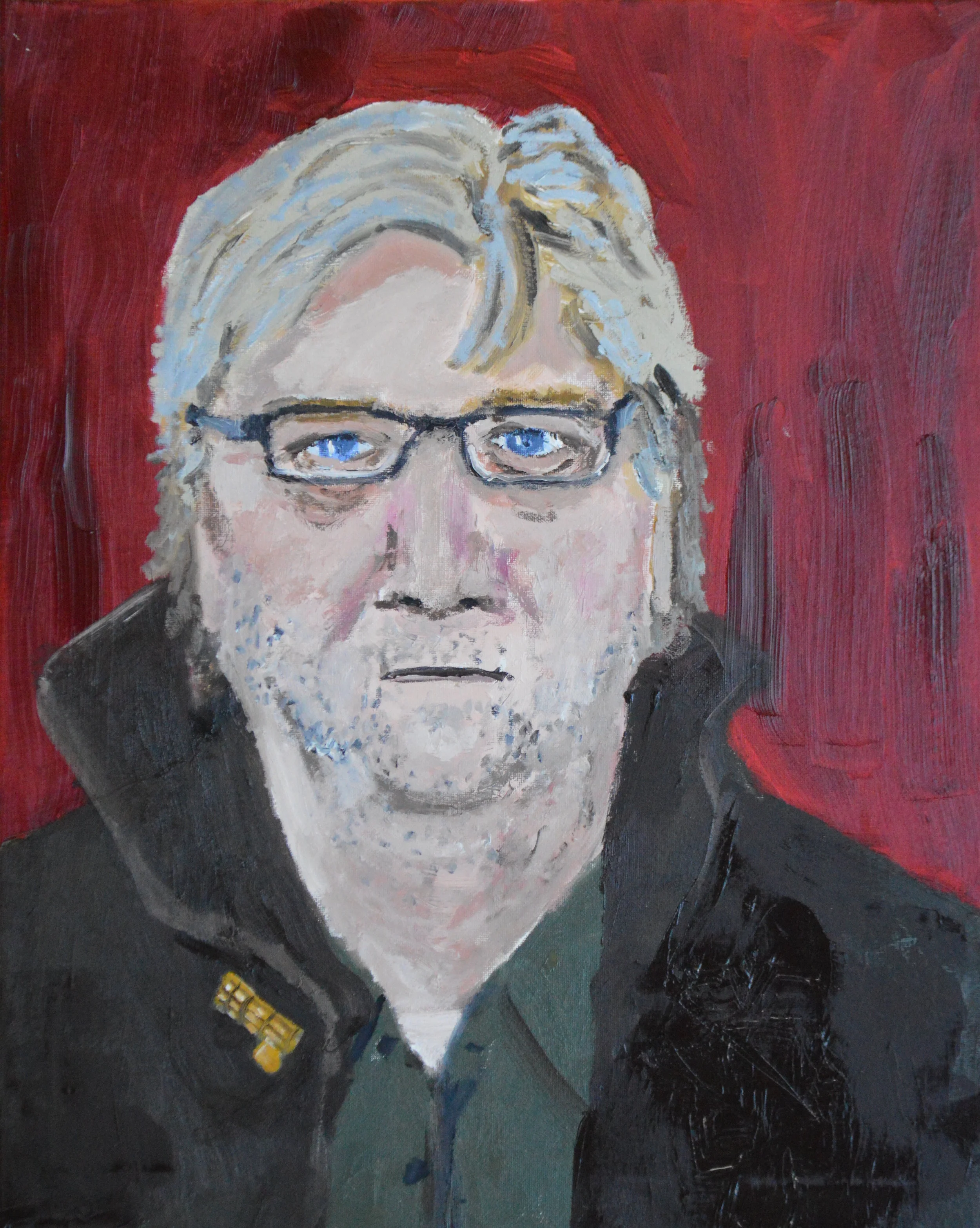 "Former Chief Counsel to the United States President, Steve Bannon, Hater", oil on canvas, 20 by 16 inches.