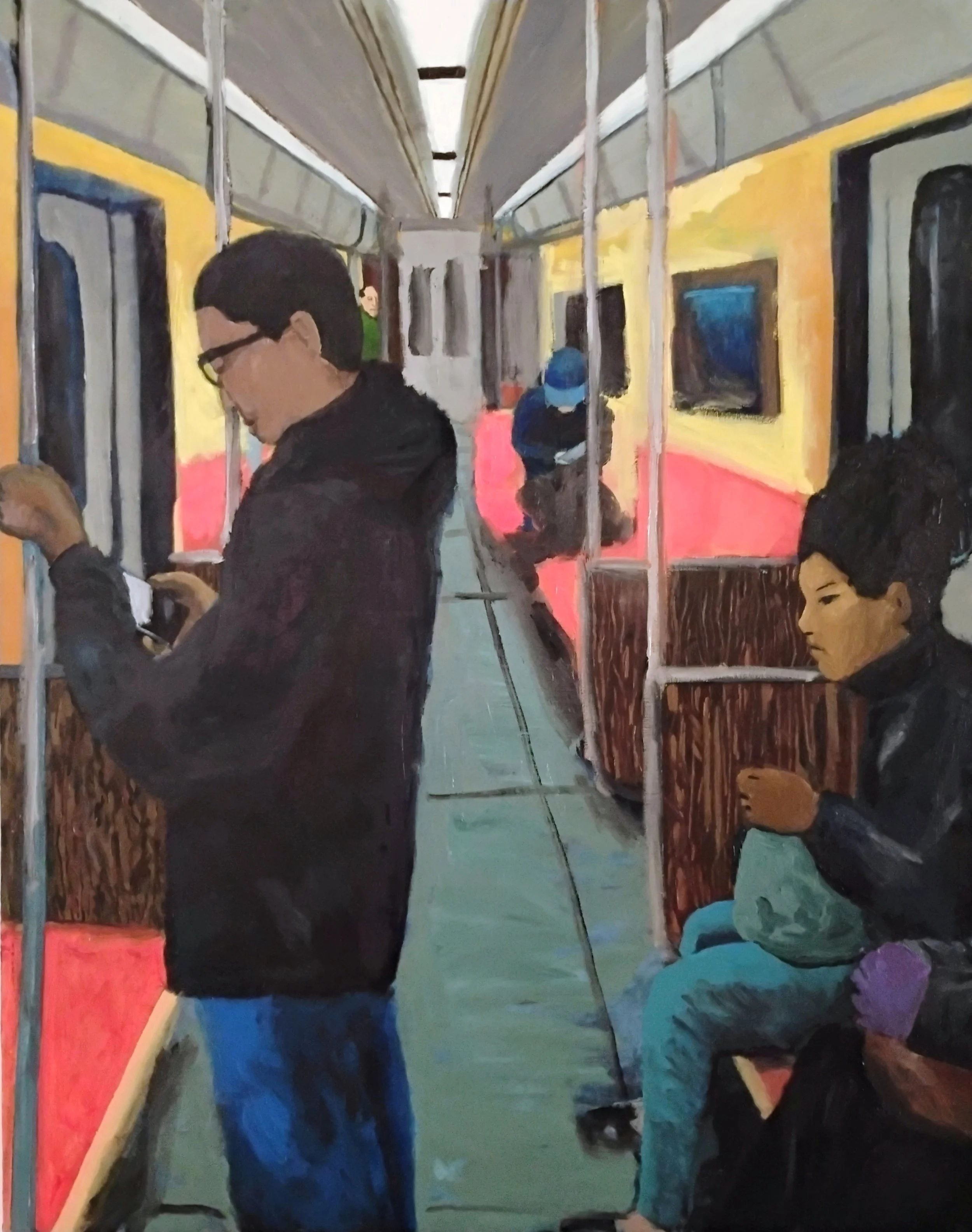 Train Riders,  72 by 54 inches, 2025