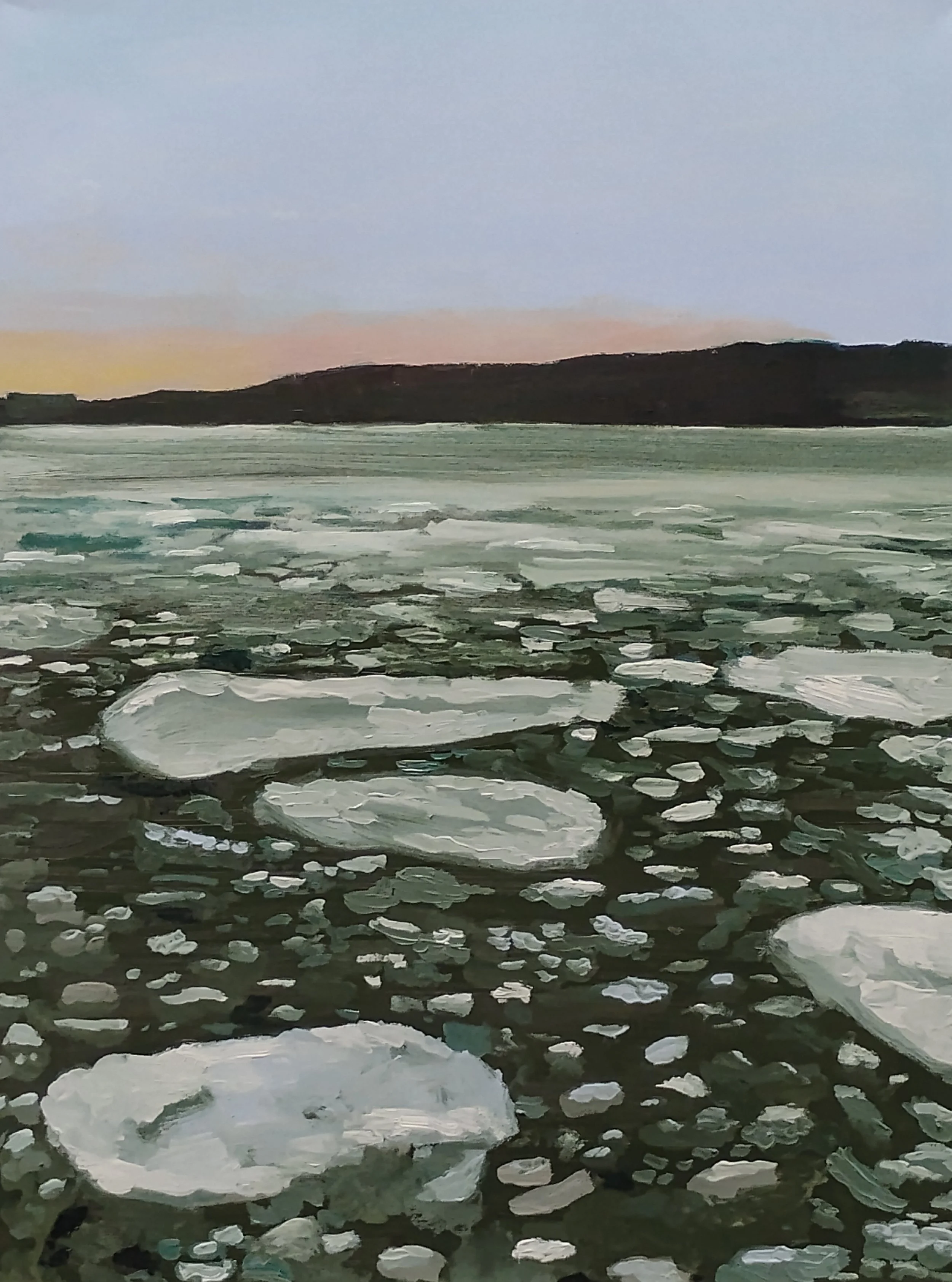 Ice Breaking on the River, oil on canvas, February, 2026