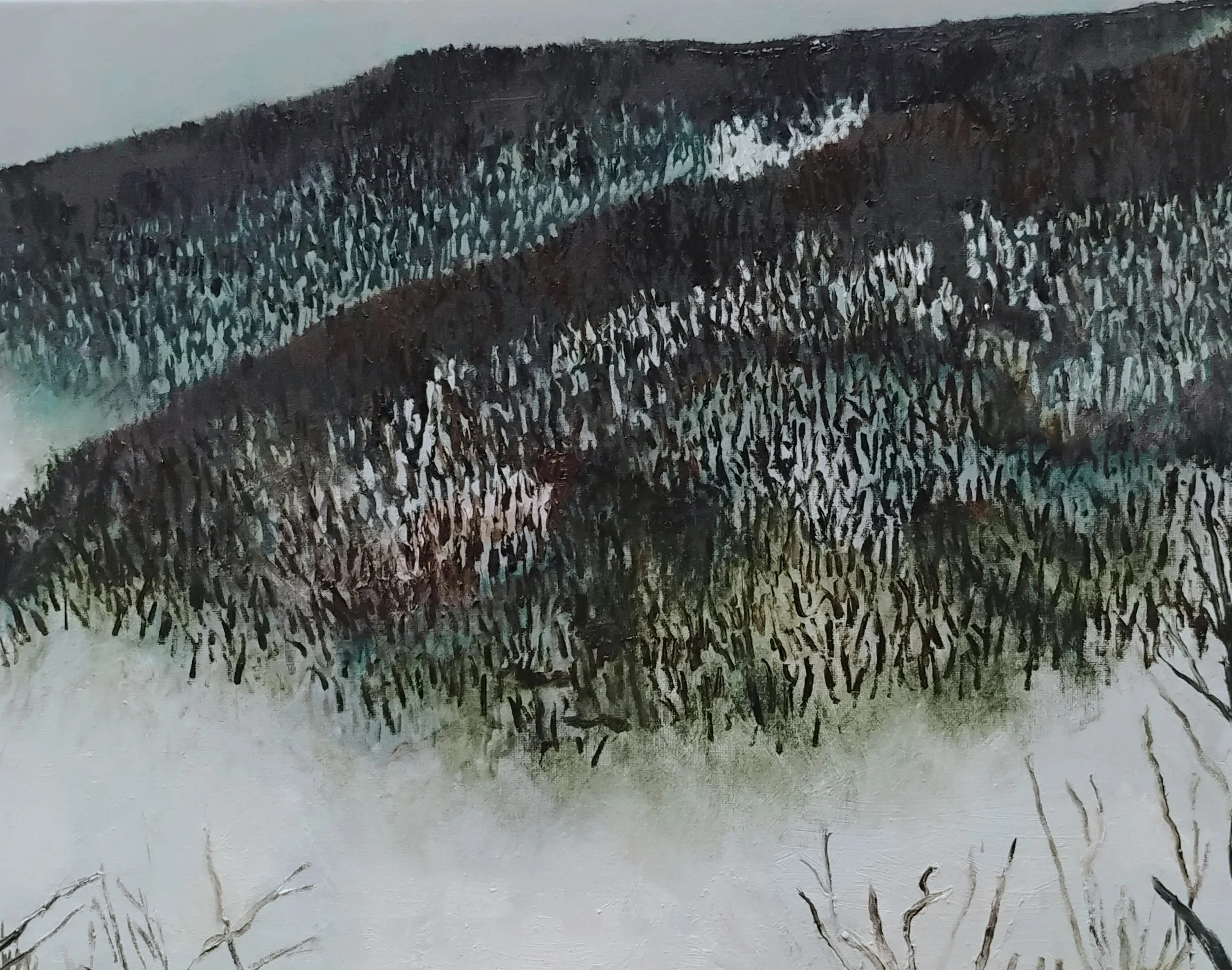 Fog in the Mountains (23A), oil on canvas, 18 by 24 inches, 2026