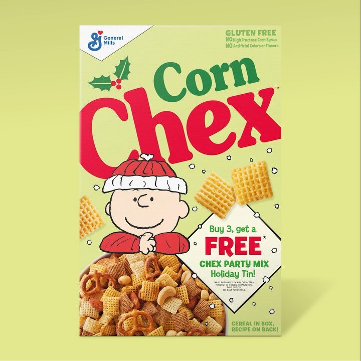 I&rsquo;m not one to skip over Thanksgiving, but since it&rsquo;s snowing in MN and these are on-shelf, I thought I&rsquo;d share! Work done at Ultra Creative.

#peanuts #charliebrown #snoopy #christmas #chex #packagingdesign
