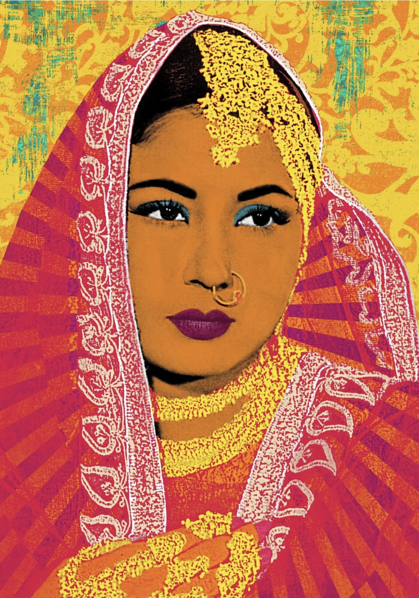   MEENA - STARBURST    LIMITED EDITION PRINT -  GICLEE PRINT - WITH 24CT GOLD LEAF  IMAGE SIZE | 58cm (w) x 82cm (h) 
