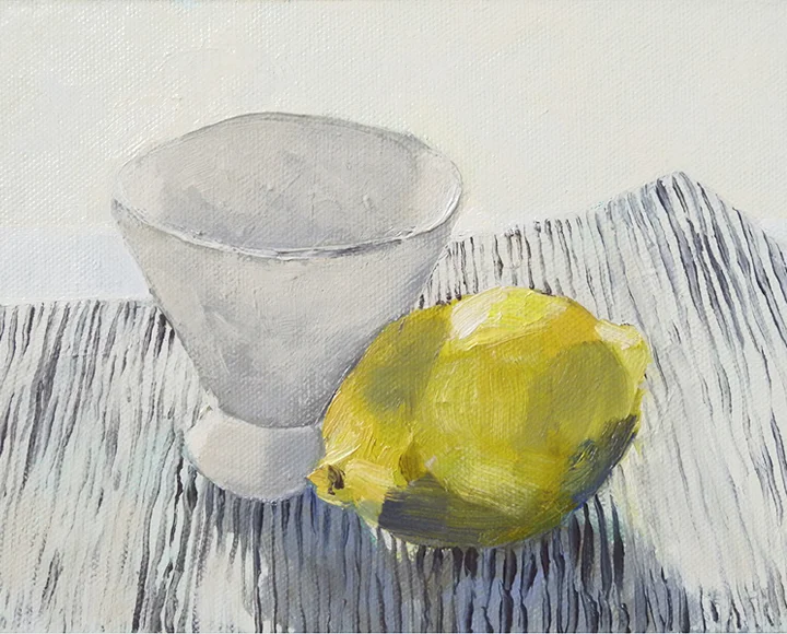 Lemon on a Striped Cloth, 2014